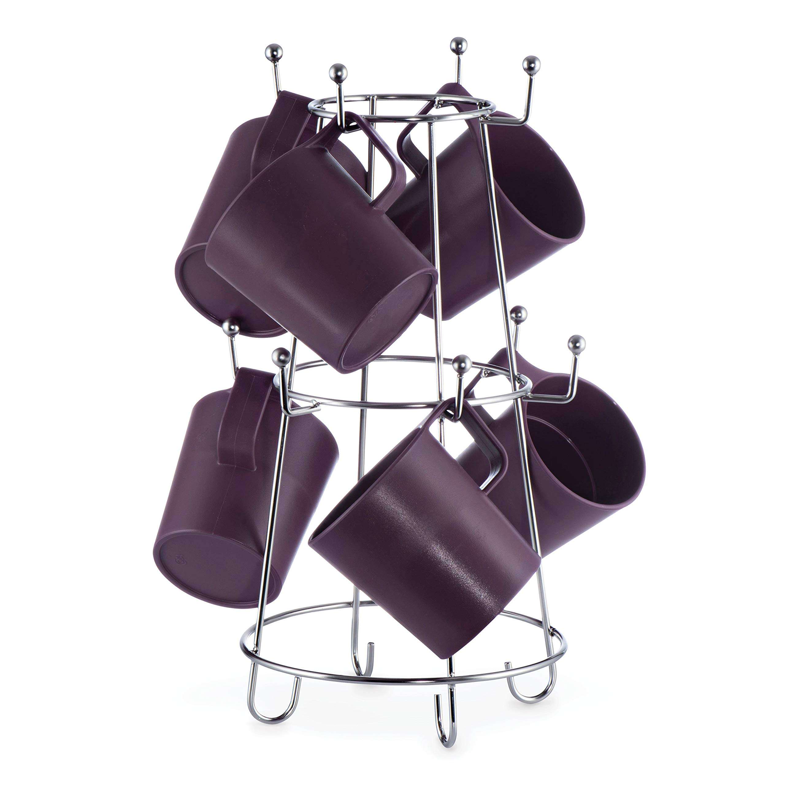 Mindspace Coffee Mug Holder, Mug Rack - Coffee bar Accessories, Kitchen Counter Organizer, Tea Cup Rack Stand with 10-Hooks, Cup Rack for Counter | The Wire Collection, Stainless Steel 1