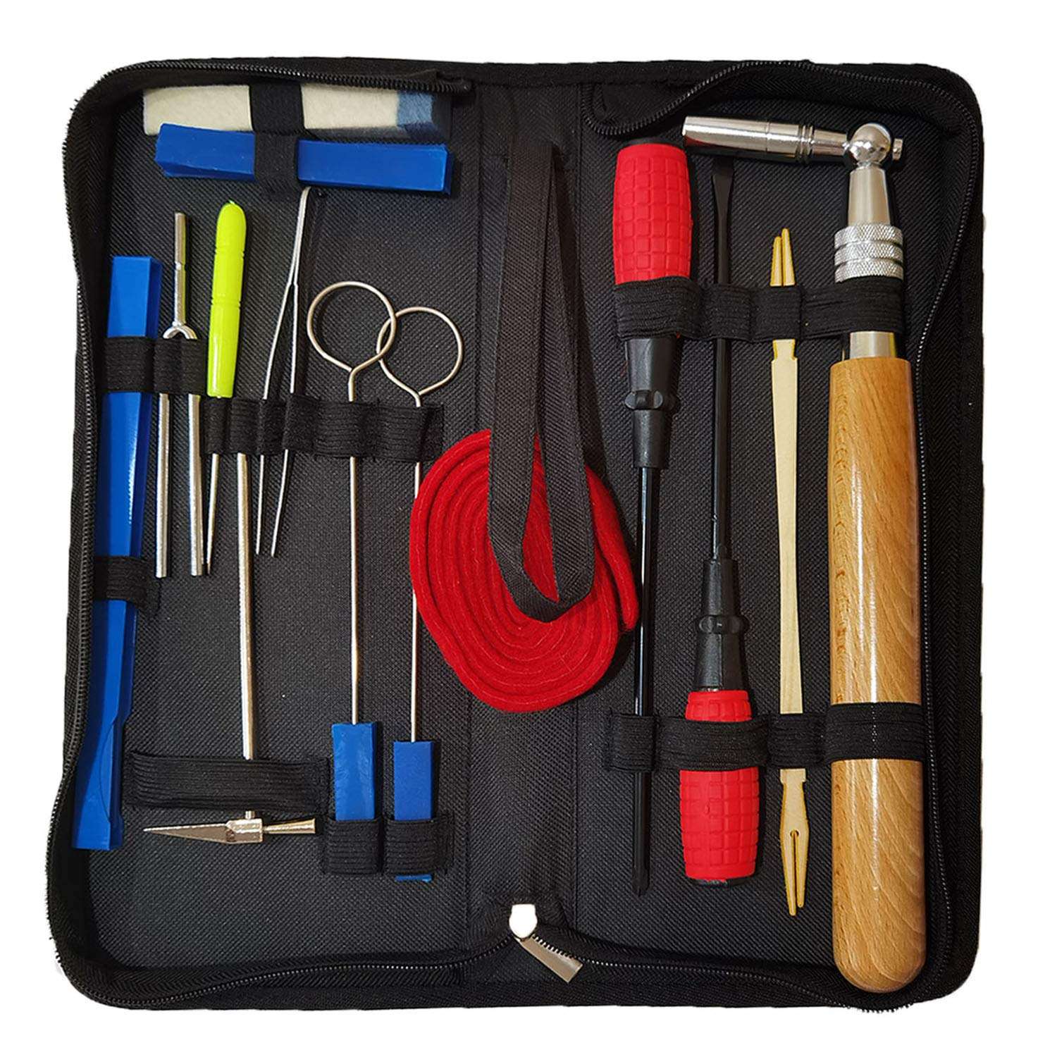 Professional Piano Tuning Kit - The Best Tuner Set 16 Pcs Including Universal Star Head Hammer, Mute tools, Felt Temperament Strip, Tuning Wrench, Tuning Fork, Piano Repairing Accessories, Case 1