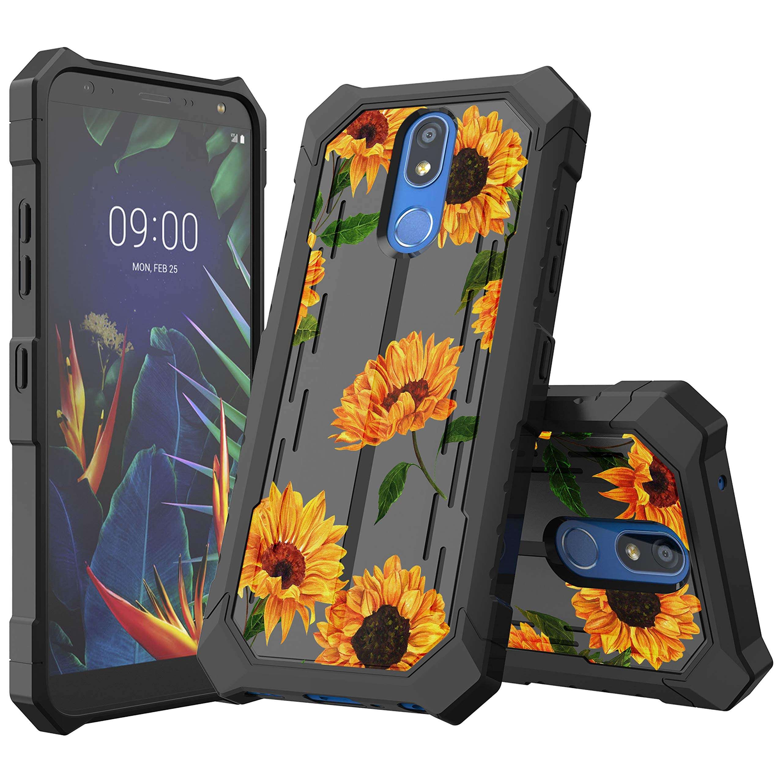 MINITURTLE Compatible with LG K40, LG K12 Plus, LG X4 (2019) Hard Back Cover Fitted Bumper Rugged Defender Protective Shockproof Case - Sunflowers 4