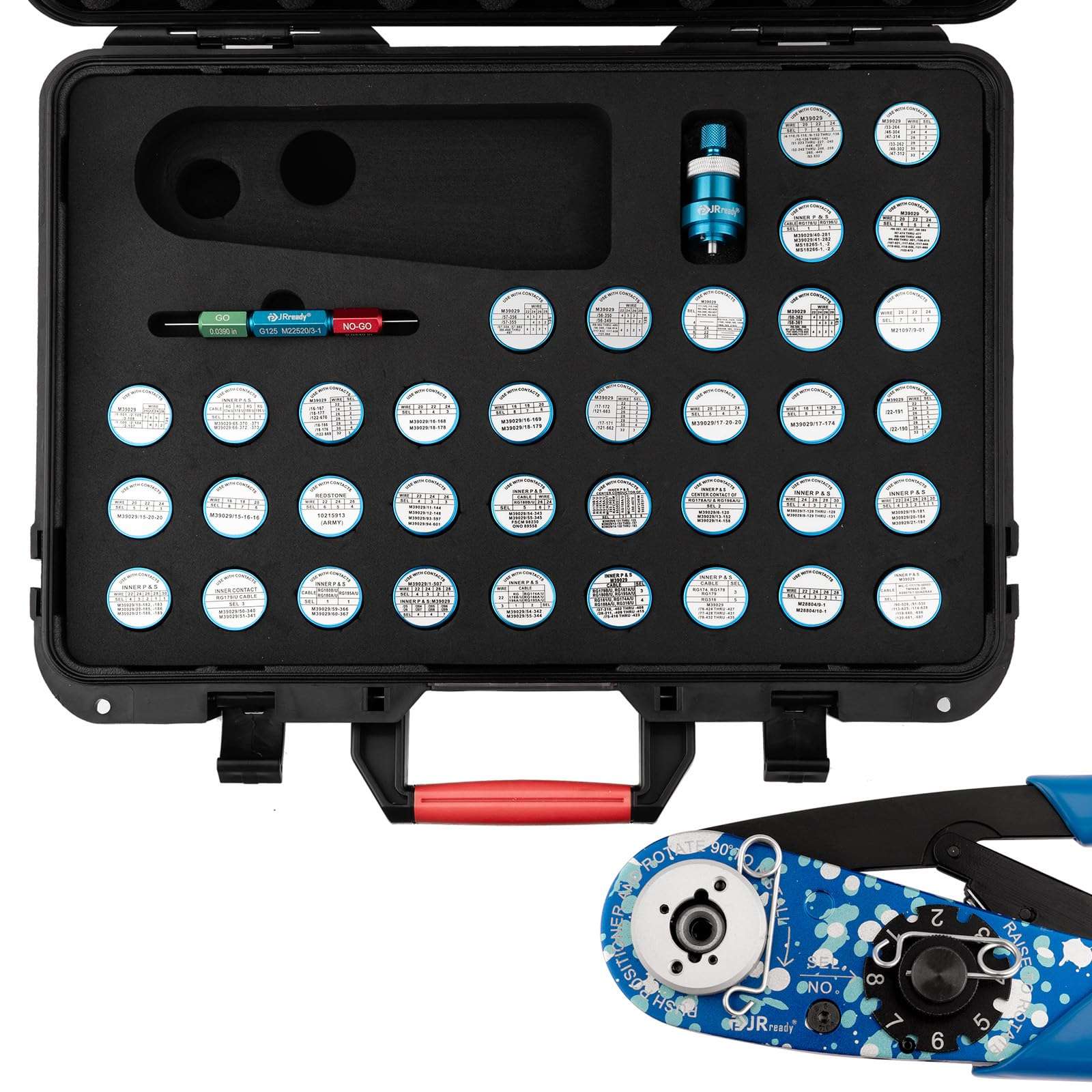 JRready ST2119-AS2 Eight Indent Crimping Tool KIT M22520 2 01 series crimper with 37 Positioner and GO NO GO GAUGE G125 for Aviation Aerospace and miniature electrical connector 1