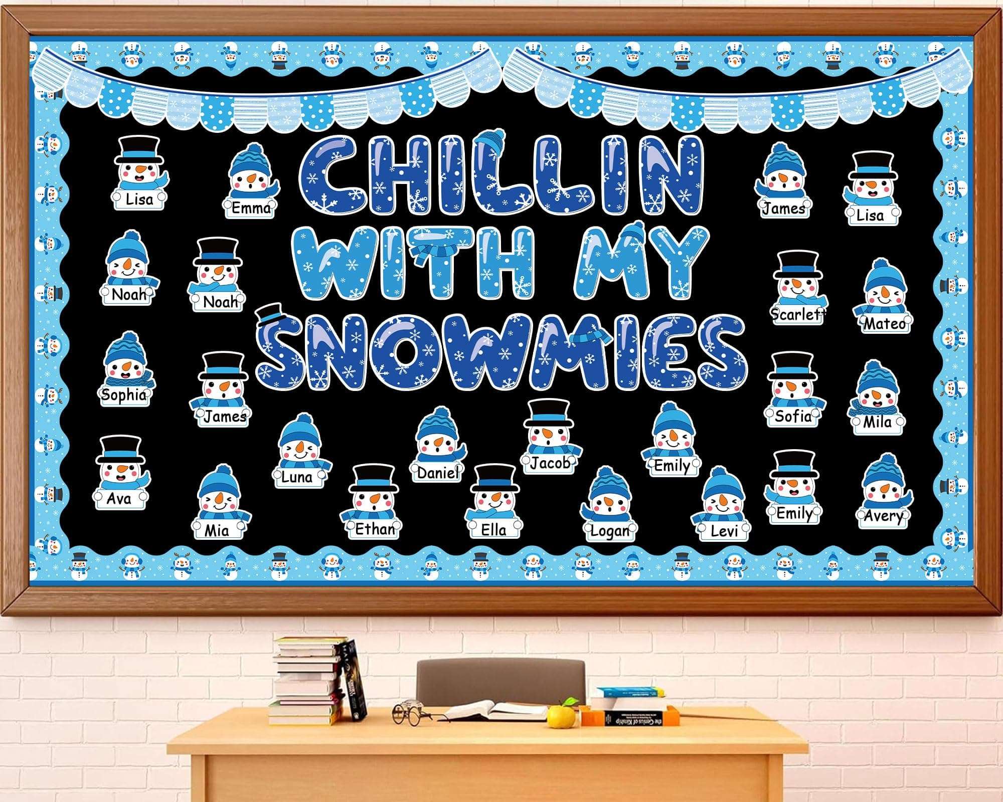 gisgfim Winter Bulletin Board Decorations Set Winter Snowman Name Tag Paper Cutouts Snowflake Winter Christmas Classroom Bulletin Board Decor for Holiday School Home Chalkboard Wall 1