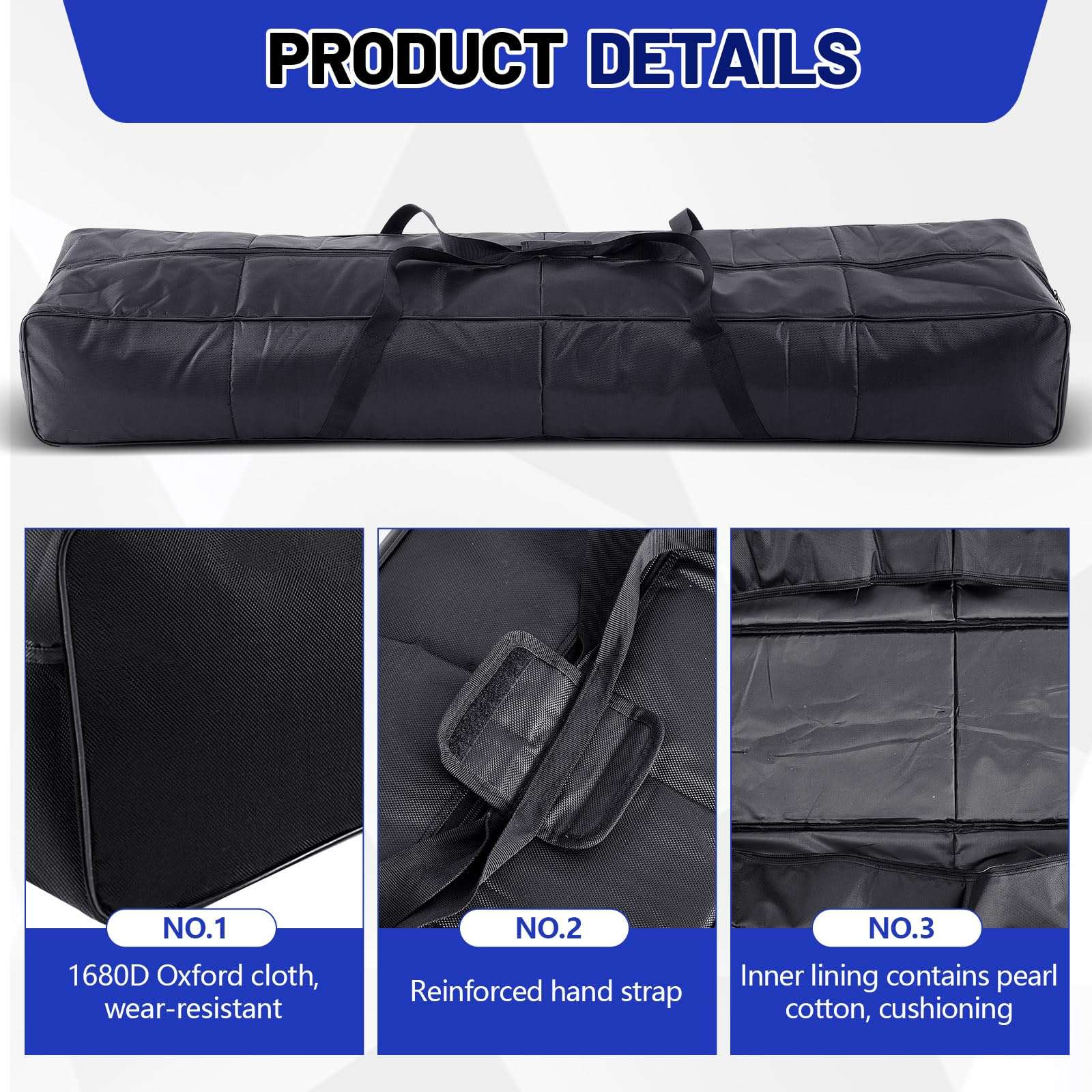 Dansydaisy 62" Speaker Light Stand Bag with Pearl Cotton Lighting Truss Carry Bag Tripod Carrying Case with Heavy Duty Handle and Double Zipper for Mic Speaker Boom Stand Tripod Photography 6