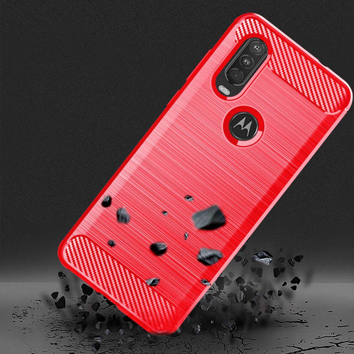 Dzxouui Compatible with Motorola Moto One Action Case,Moto P40 Power case,Protective Phone Cover Shockproof Soft TPU Case for Motorola Moto P40 Power/One Action(DL-Red) 6