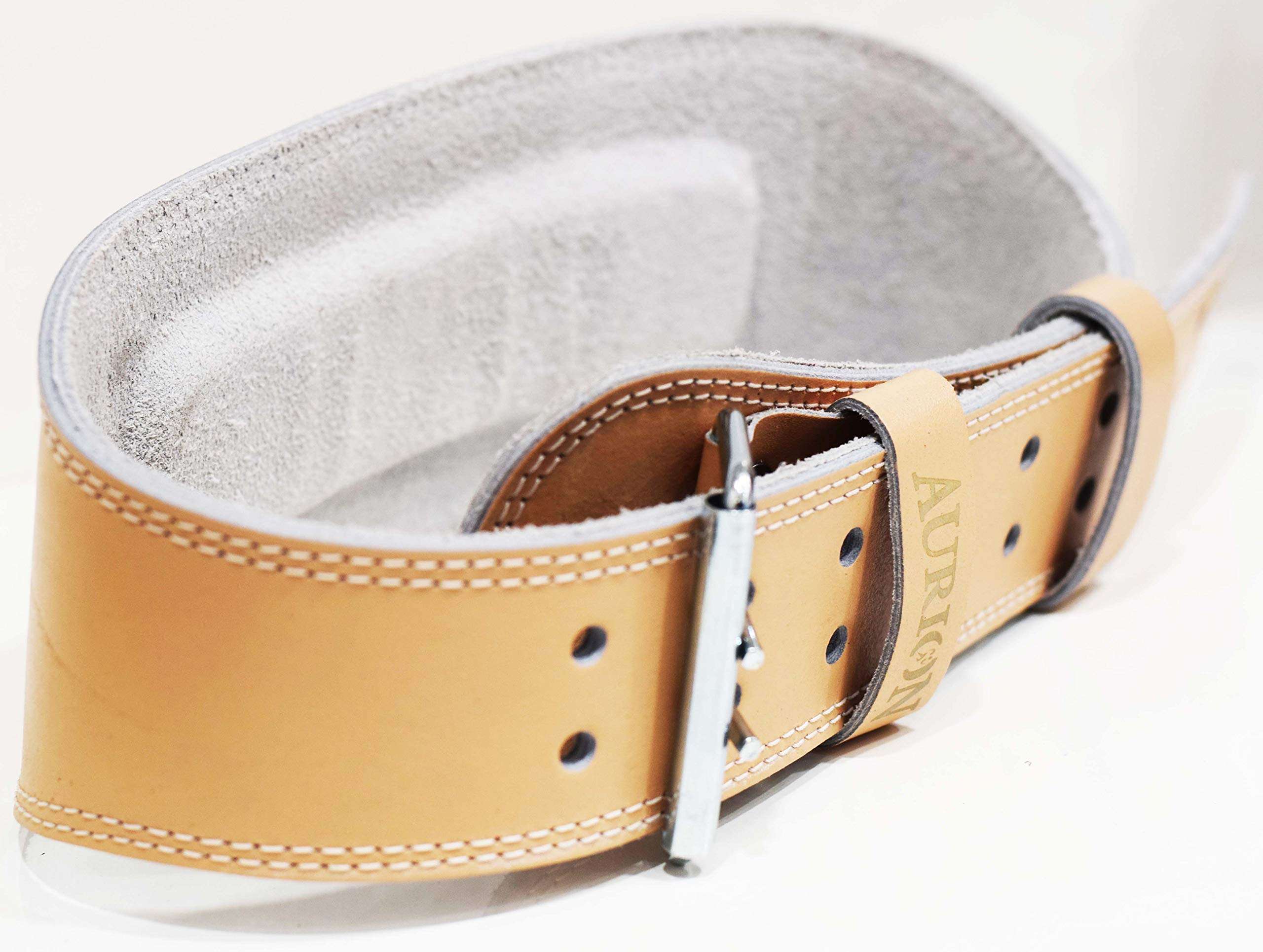 Aurion Genuine Leather Weight Lifting Belt Body Fitness Gym Back Support for Heavy Lifting Belt 4