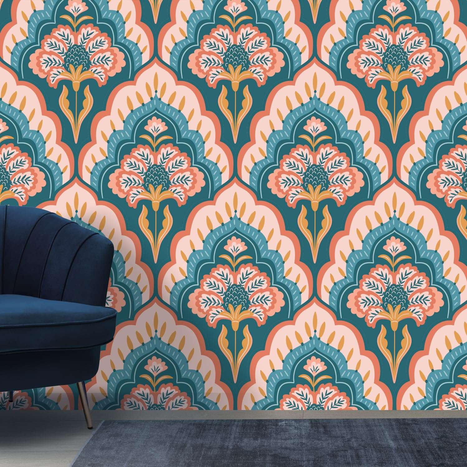 PAPER PLANE DESIGN Abstract Traditional Exquisite Ethnic Wall Mural Wallpaper. Full Wall Coverage. (Ds24) (12 X 15 FEET, Canvas Texture - Non Adhesive) 1