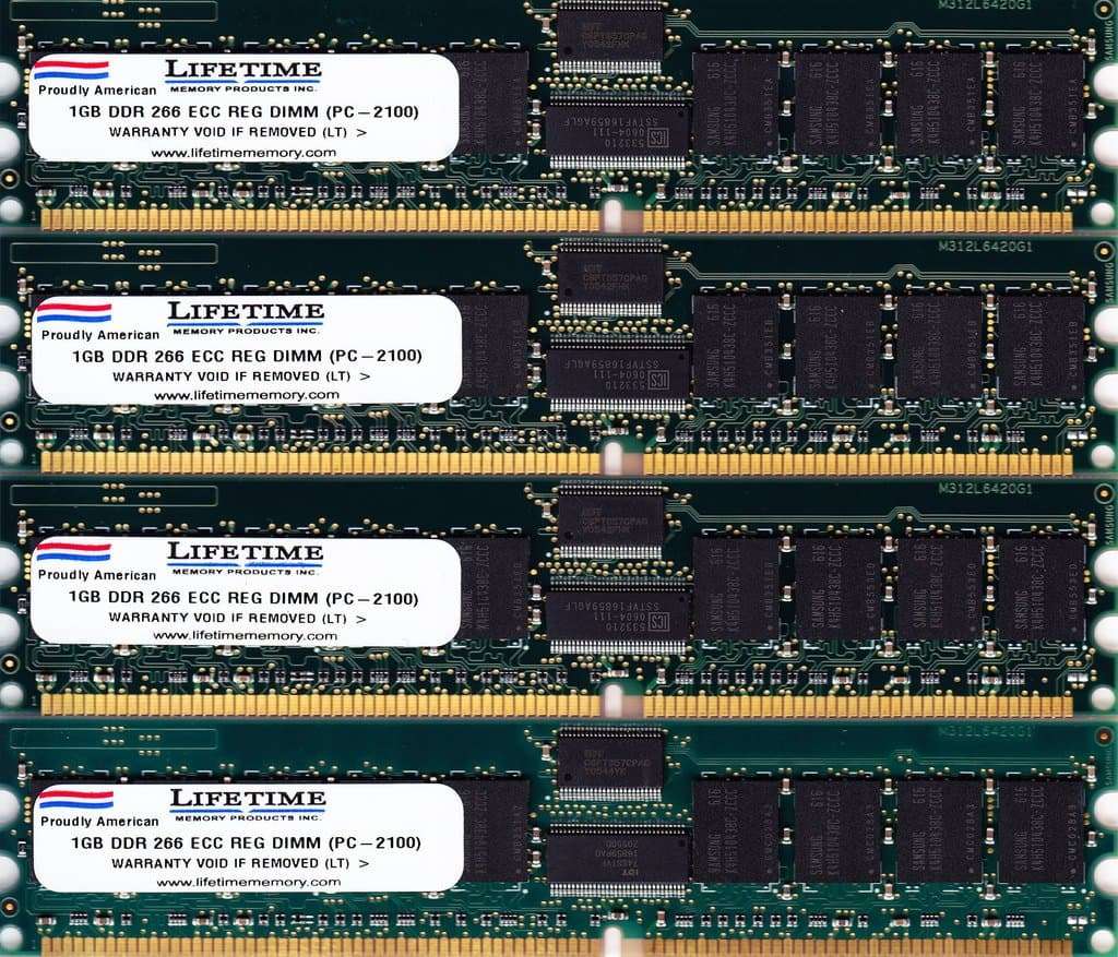 4GB KIT (4 x 1GB) for Dell PowerEdge Series 1600SC 1700 1750 2600 2650 3250 4600 600SC 6600 6650 7250. DIMM DDR ECC Registered PC2100R 266MHz Dual Rank Server Ram Memory. Genuine A-Tech Brand.