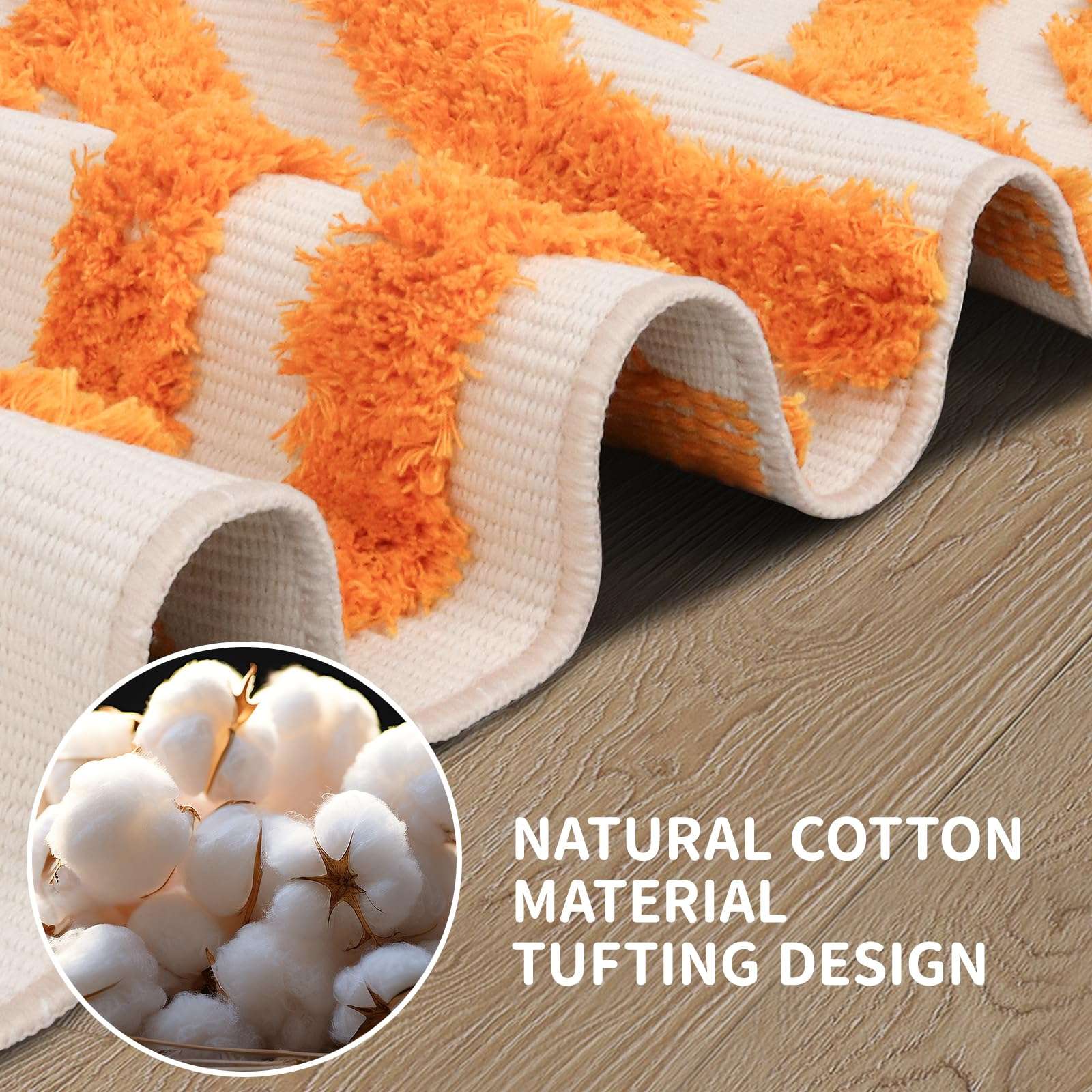 AKASISRUG Boho Rug 3'x5' Sun and Moon Tufted Area Rug, Large Washable Rugs Nursery Rug, Living Room Rug Cotton Woven Beige Area Rugs for Bedroom Dorm Kids Room Office (3'x5') 2