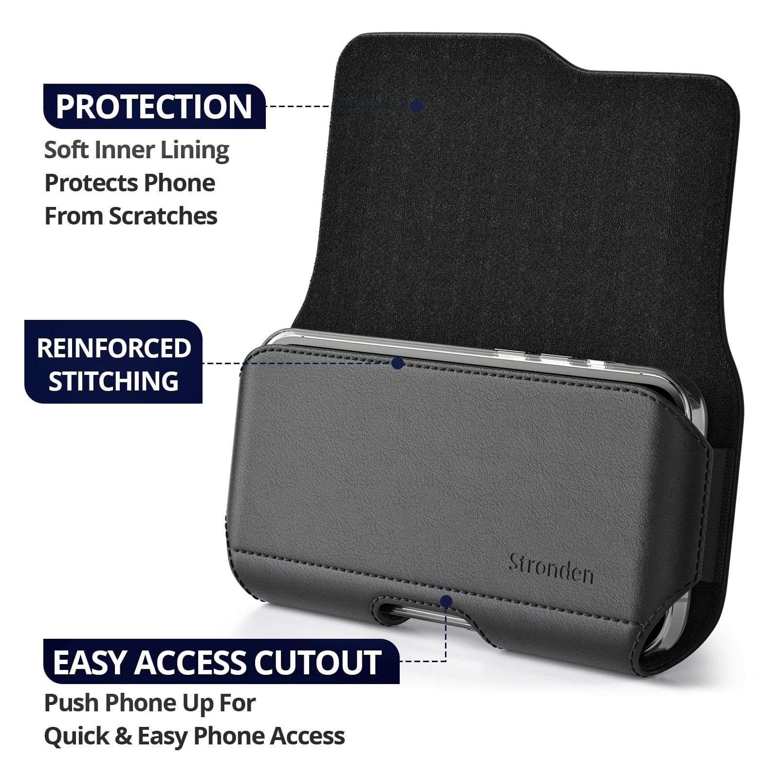 Stronden Holster for iPhone SE (2022, 2020), iPhone 8 - Leather Belt Case with Magnetic Cloure, Metal Belt Clip & Belt Loops Phone Pouch (Fits Slim/Battery Case) 3