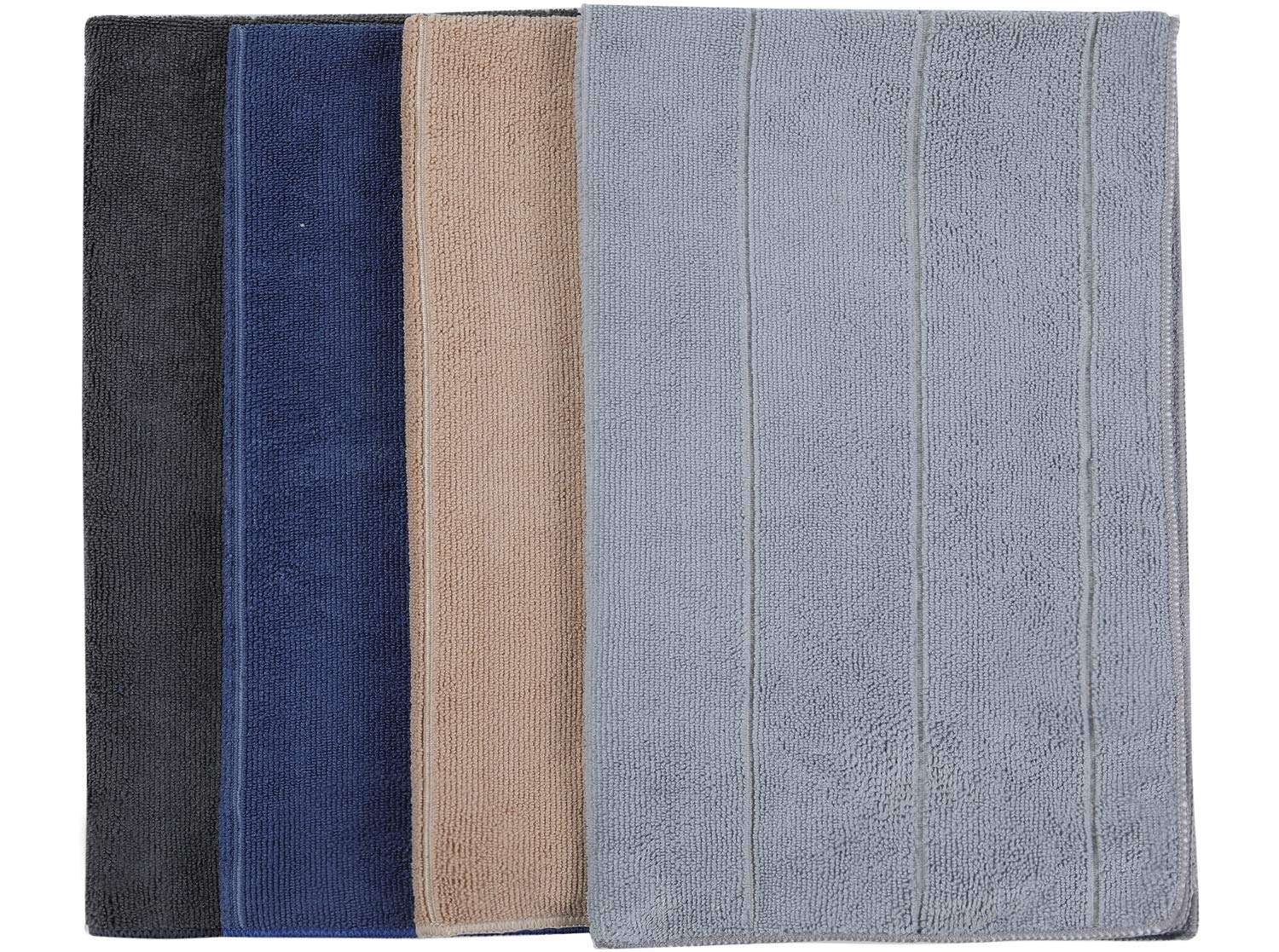 Homaxy Microfiber Kitchen Dish Towels, Ultra Soft and Super Absorbent Cleaning Towels, 18 x 28 Inch, 8 Pack (Stripe Designed), Dark Grey 2