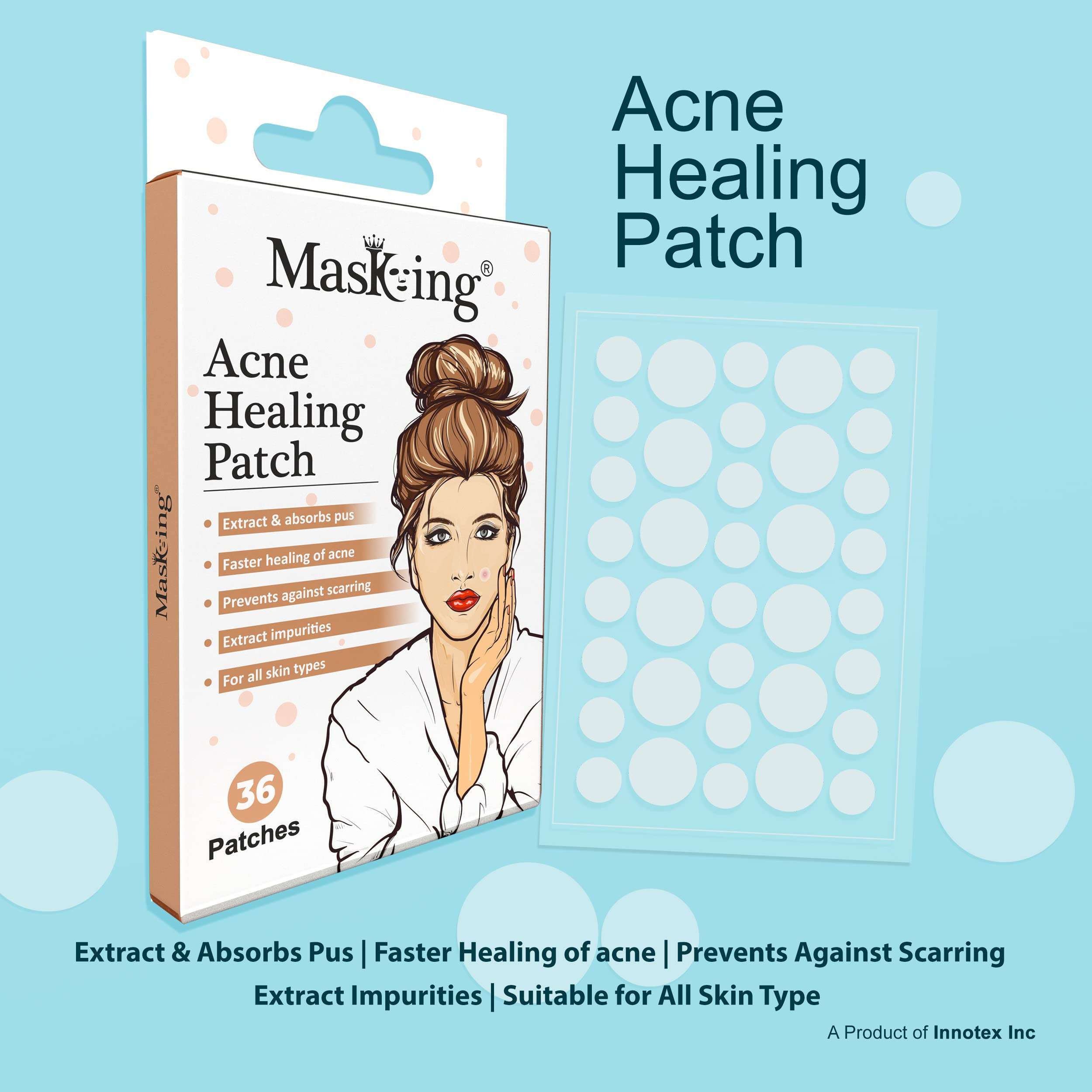 Acne pimple patch, acne healing patch - transparent, waterproof, breathable patch with 100% hydrocolloid, pimple patches for face (72 dots) pack of 2 3