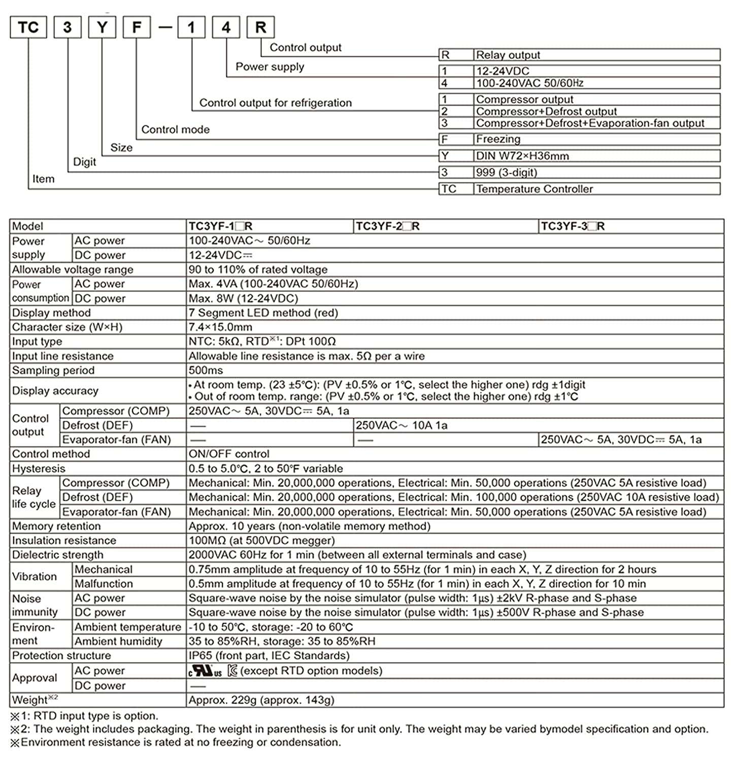 Autonics Korea Refrigeration Temperature Controller TC3YF-14R Compressor Output NTC (Thermistor) Type Made in Korea 3