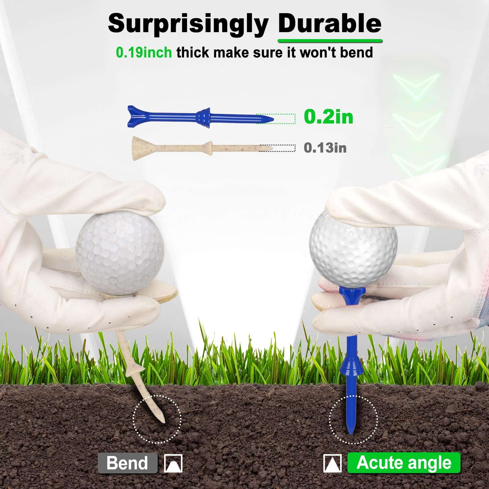 LZFAN Golf Tees 3 1/4 Inch, Plastic Golf Tees 4 Prongs Stability Tees, Unbreakable Long Golf Tees Reduce Friction & Side Spin Colored (100PCS) 5