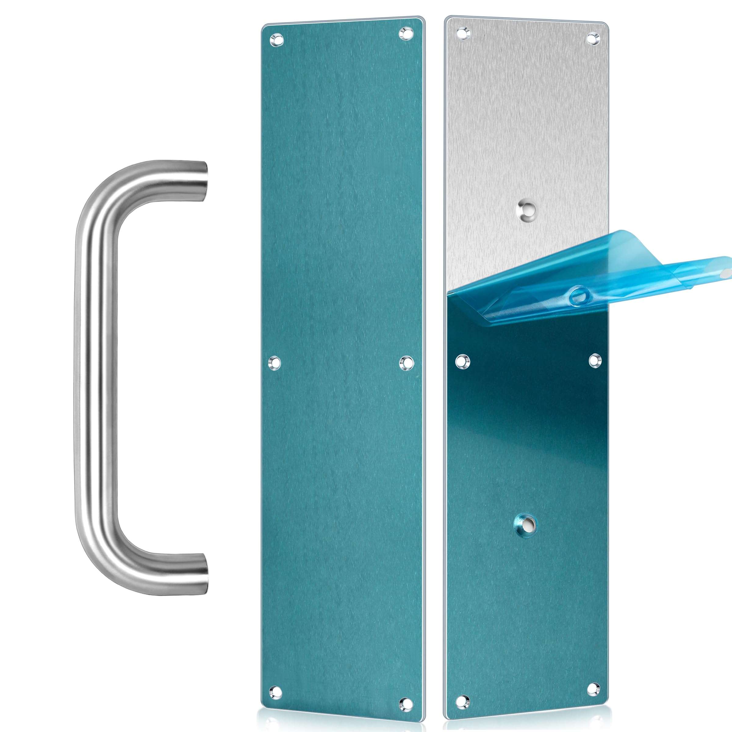 VRSS 304 Stainless Steel Satin Finish Door Push Pull Handles, 100mm Width x 400mm Height x 1.2mm Thick, 180mm Hole to Hole, 200mm Handle Length, 19mm Pull Diameter (1 Pair) 3