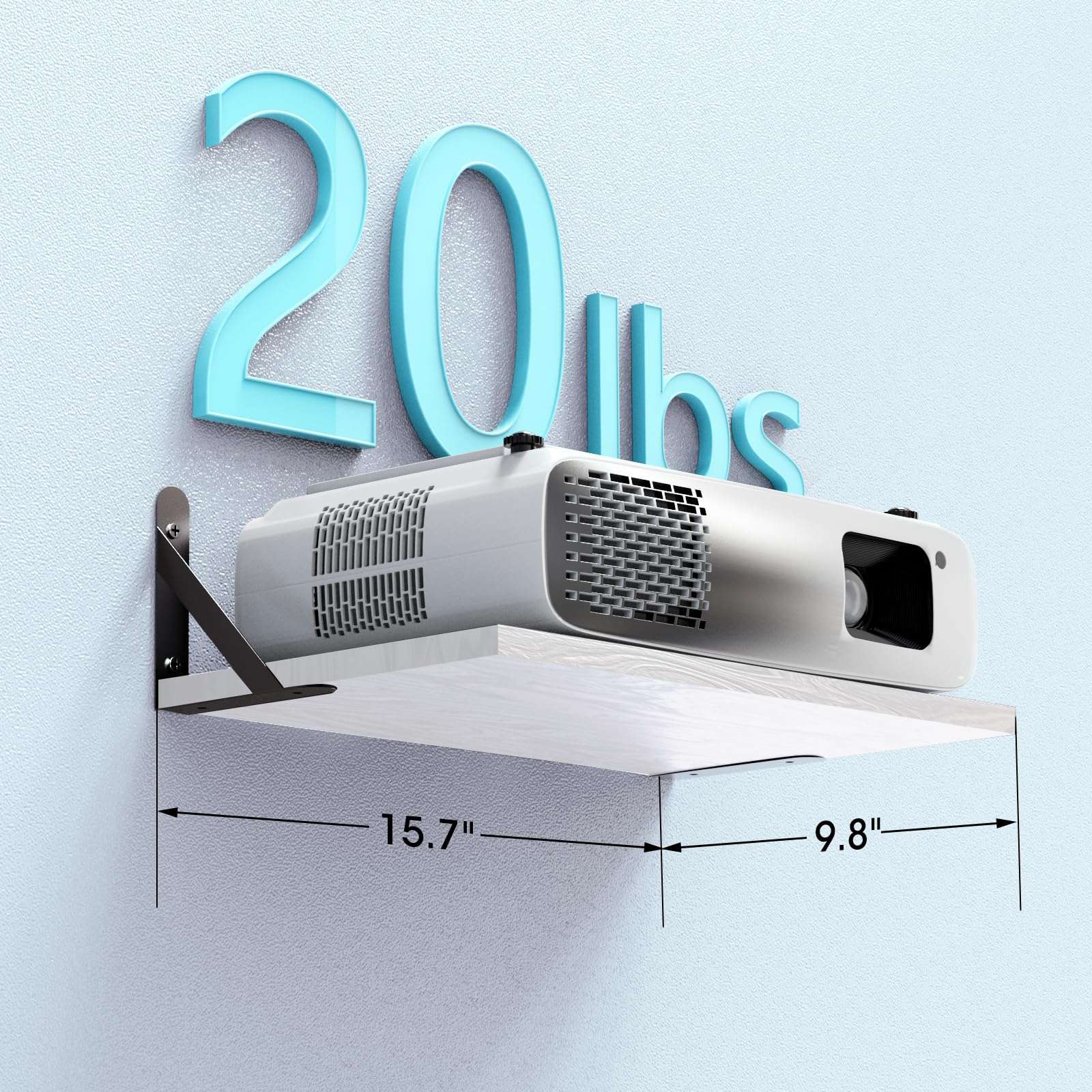 DAWASAPAT Projector Mount, White Small Mini Projector Shelf/Cable Box Wall Mount/Router Wall Mount, Projector Holder Stand Accessories with Cable Ties-2pcs 4