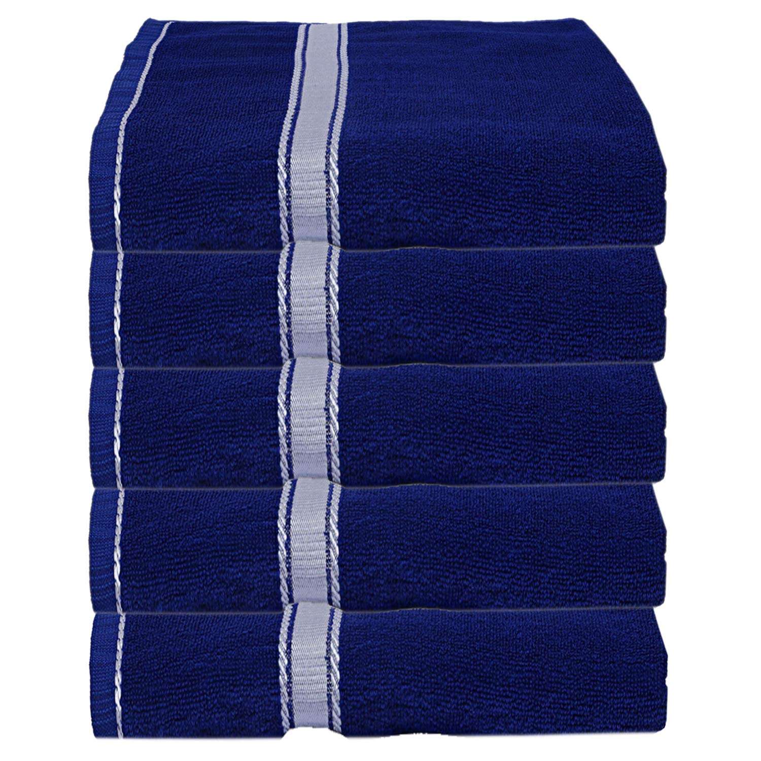Kuber Industries Polyster 5 Pieces Full Size Bath Towel 30" x 60"(Blue) 1