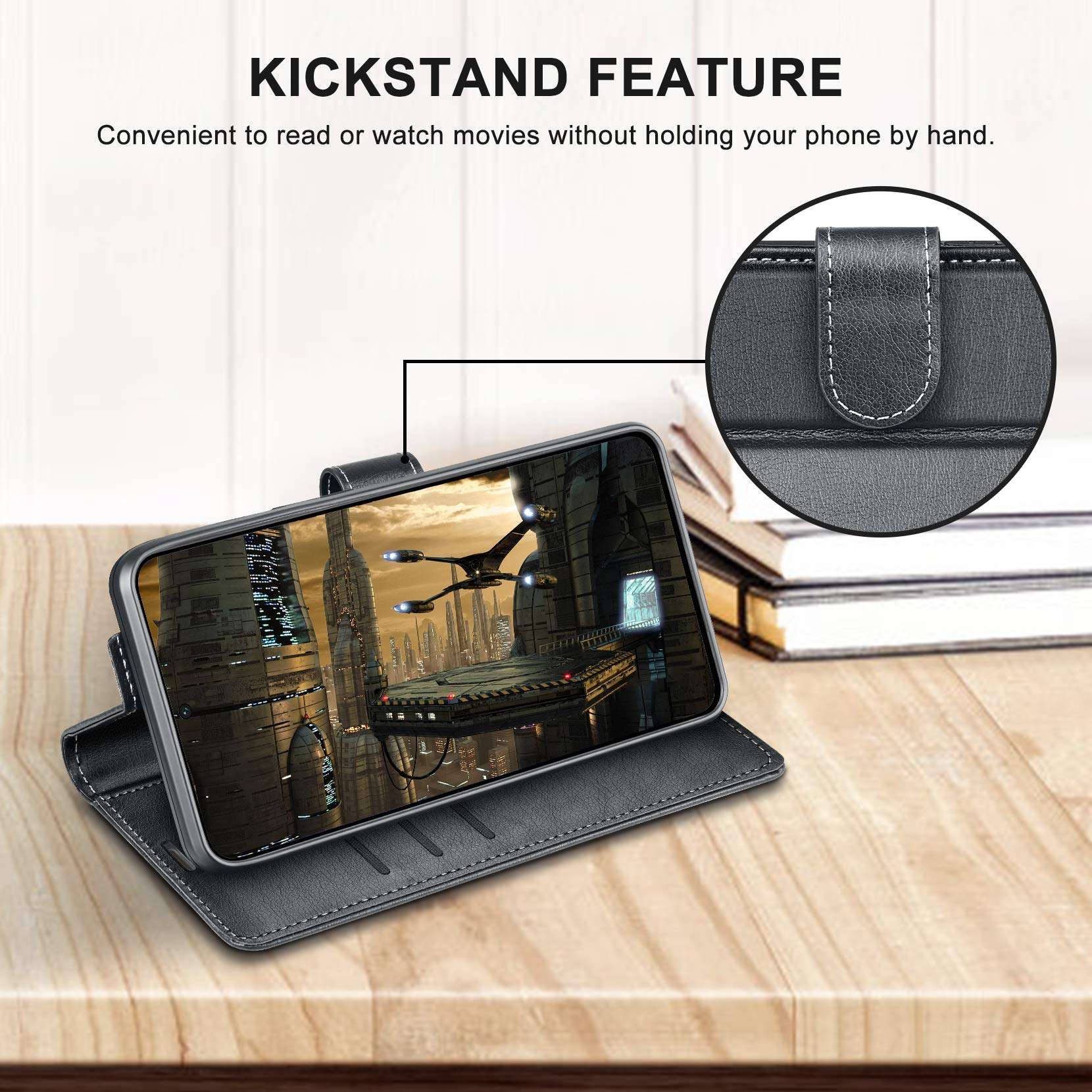 ykooe for Samsung Galaxy S21 Plus Case 6.7", Galaxy S21 Plus 5G Wallet Case Classic PU Leather Flip Fold Protective Cover with Card Holder and Magnetic Closure for Men, Black 4