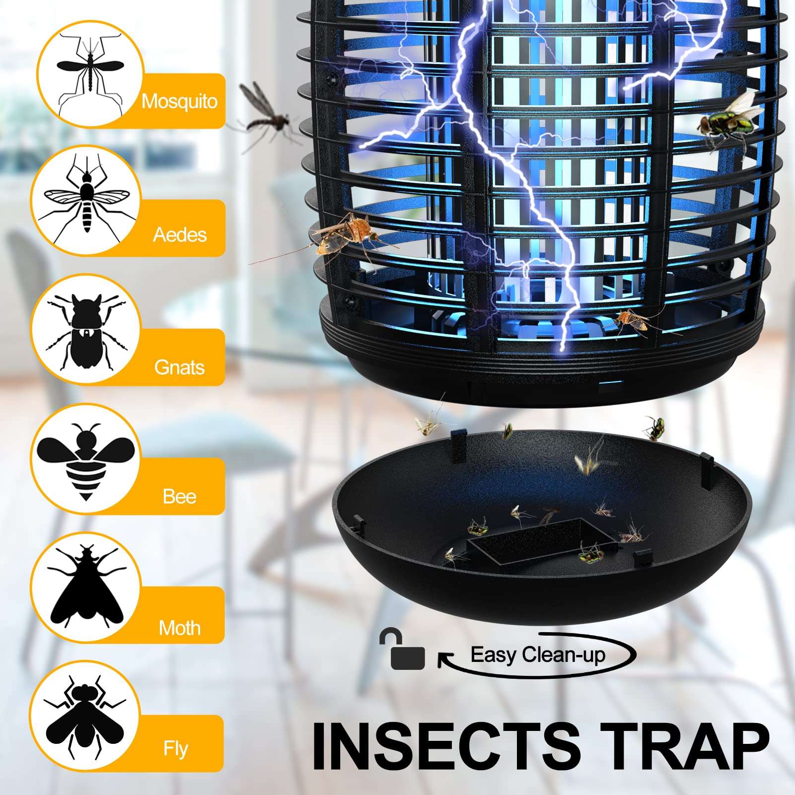 VANELC Bug Zapper for Indoor and Outdoor, 4200V Electric Mosquito Zapper, High Powered Waterproof Fly Zappers Mosquito Traps Outdoor, Fly Control for Home, Kitchen, Backyard, Camping 3