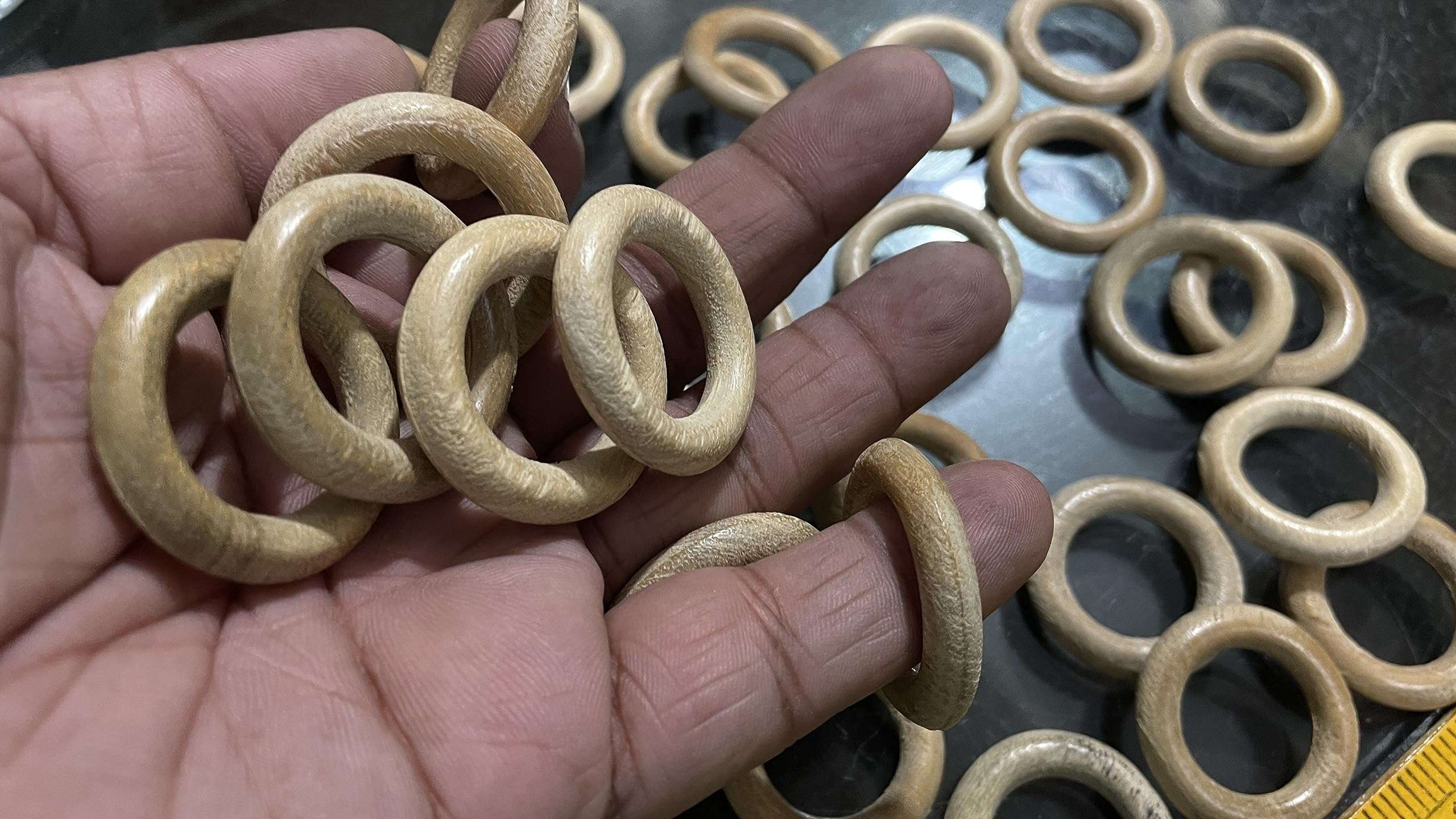 OMX Round Wooden Rings Set of 50 Pc Rings-Macrame, DIY Art and Craft, Jhula, Toran, Bag, Bunting, Door Hanging, Wall Hanging (1.5 Inch) 3