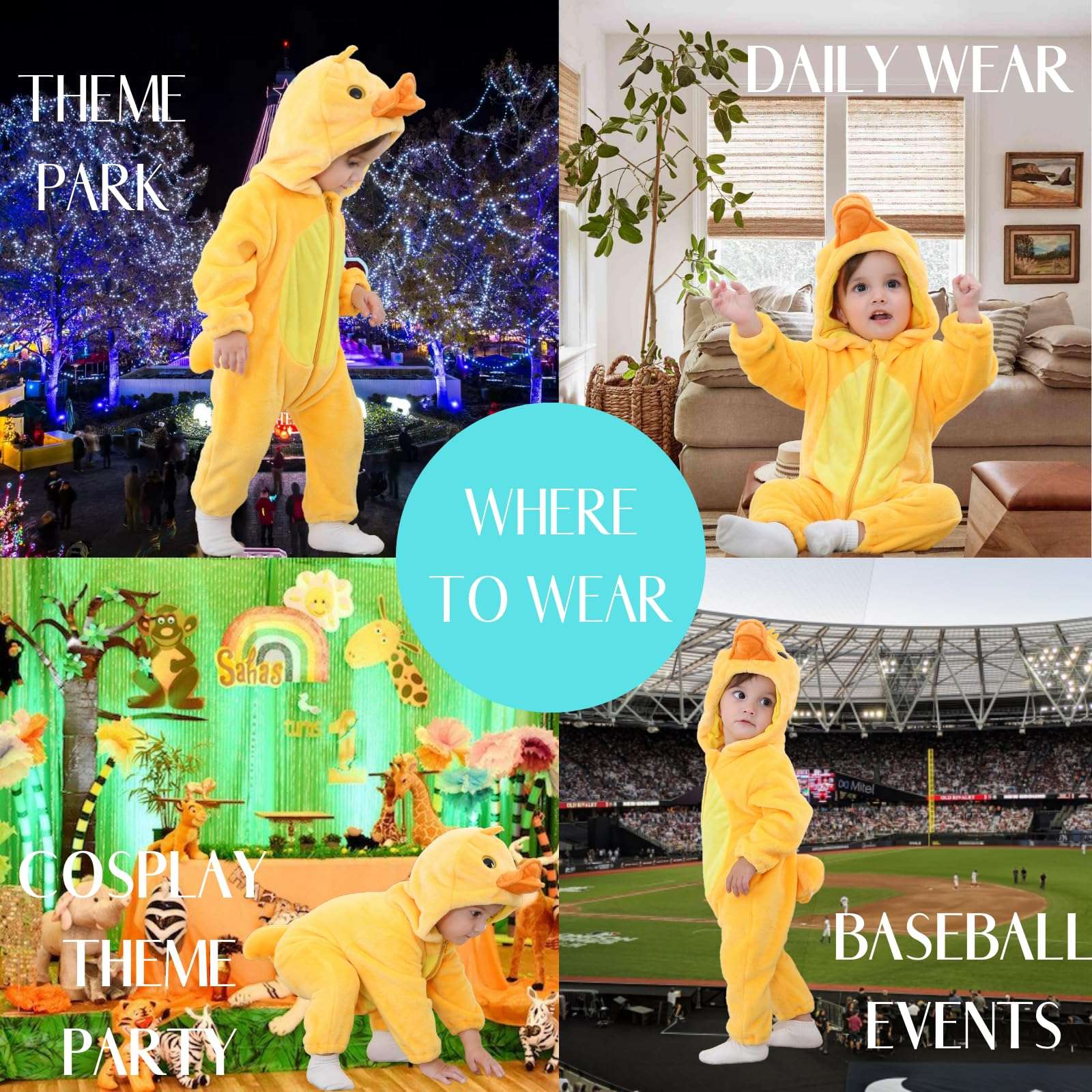 fumsingpi Baby Toddler Halloween Animal Costume Infant Girl Boy Flannel Hooded Duck Cosplay Onesie Romper Outfit Jumpsuit 12-18 Months, Duck 6