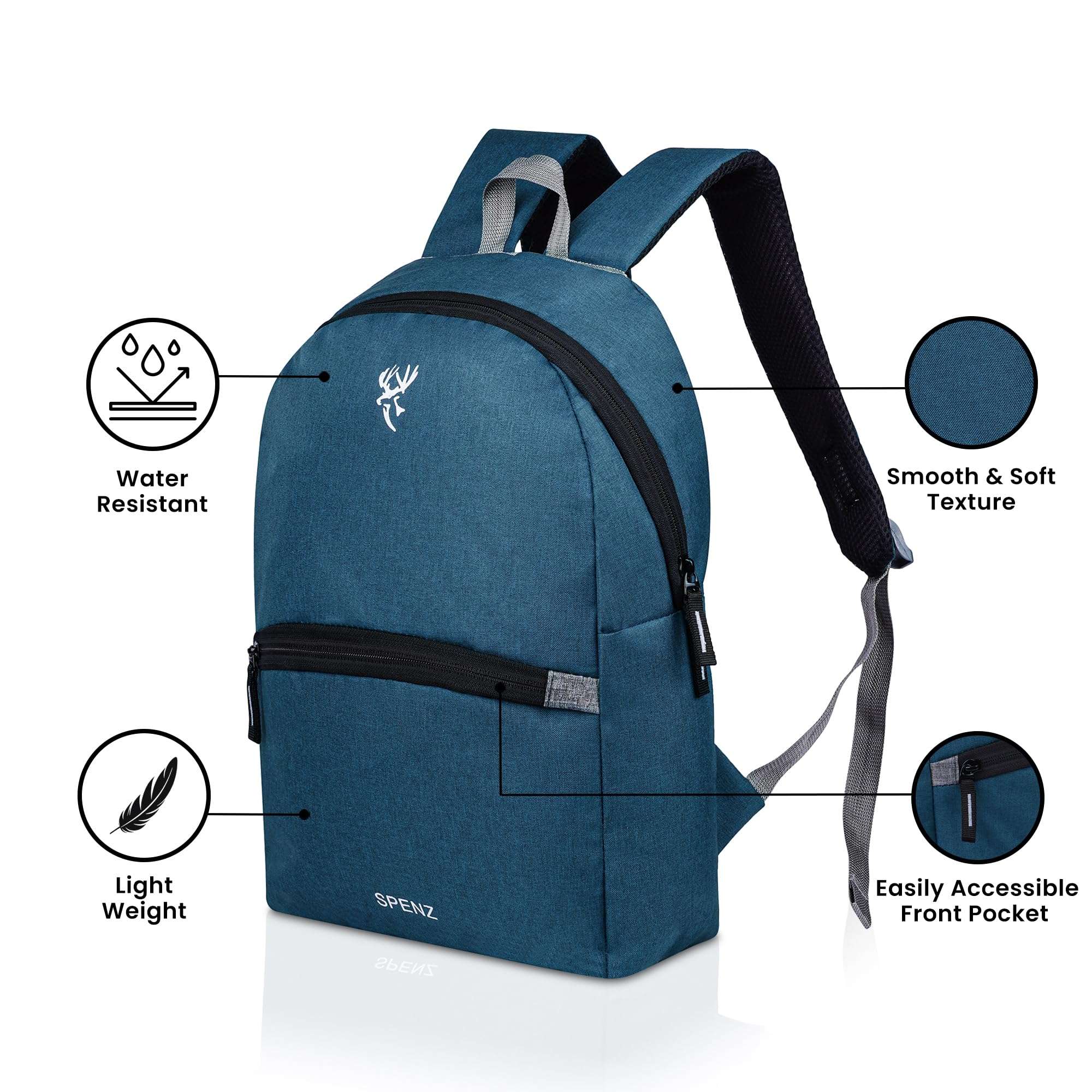 Spenz Saffron Mini Laptop Casual Backpack for Office School & College | Bag for Men & Women (Royal Blue) 5