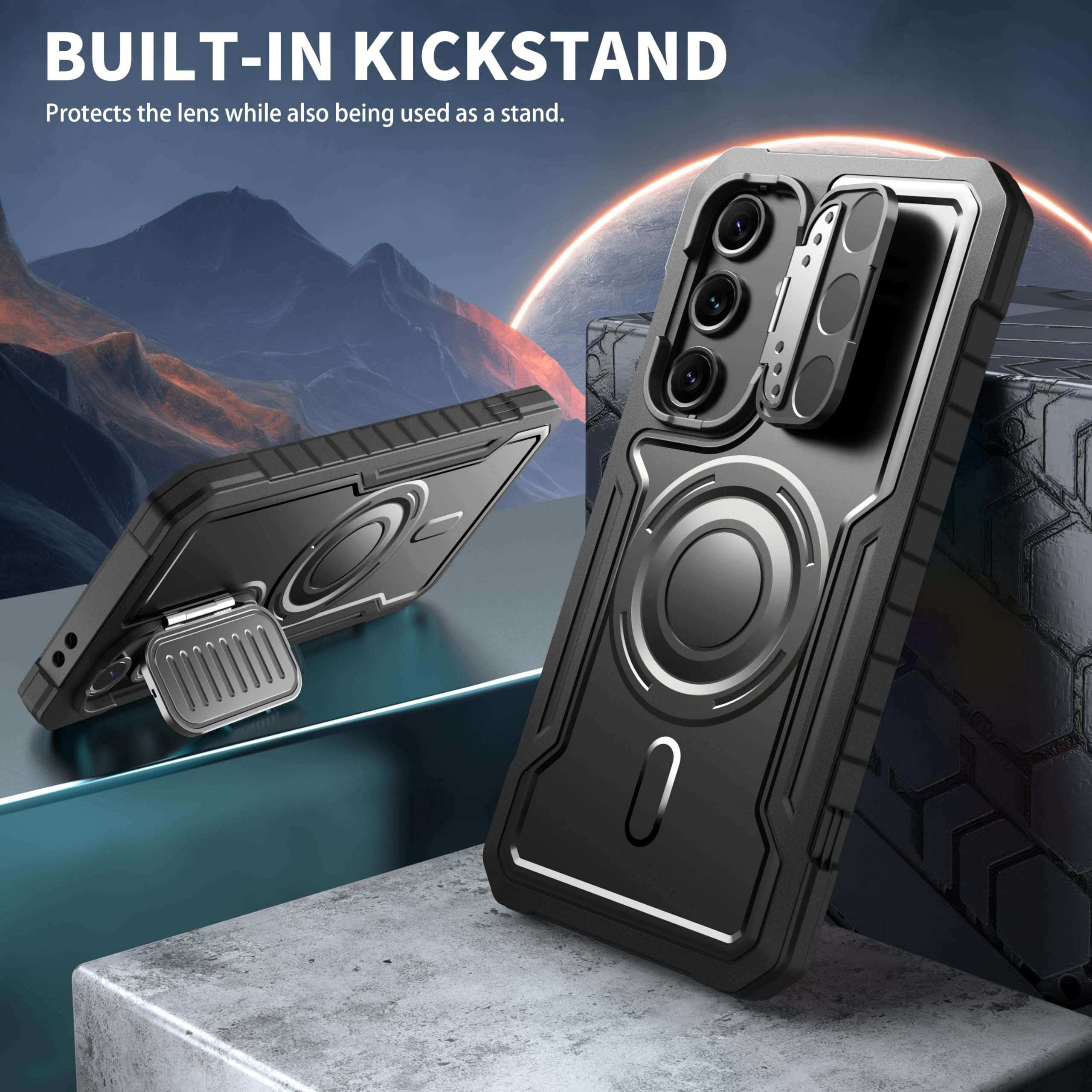 DUOPAL for Samsung Galaxy S24 FE Case, Military Grade Protection Shockproof Case with Tempered Glass HD Screen Protector and Kickstand Compatible with Galaxy S24 FE Phone Cove (Withe) White 4