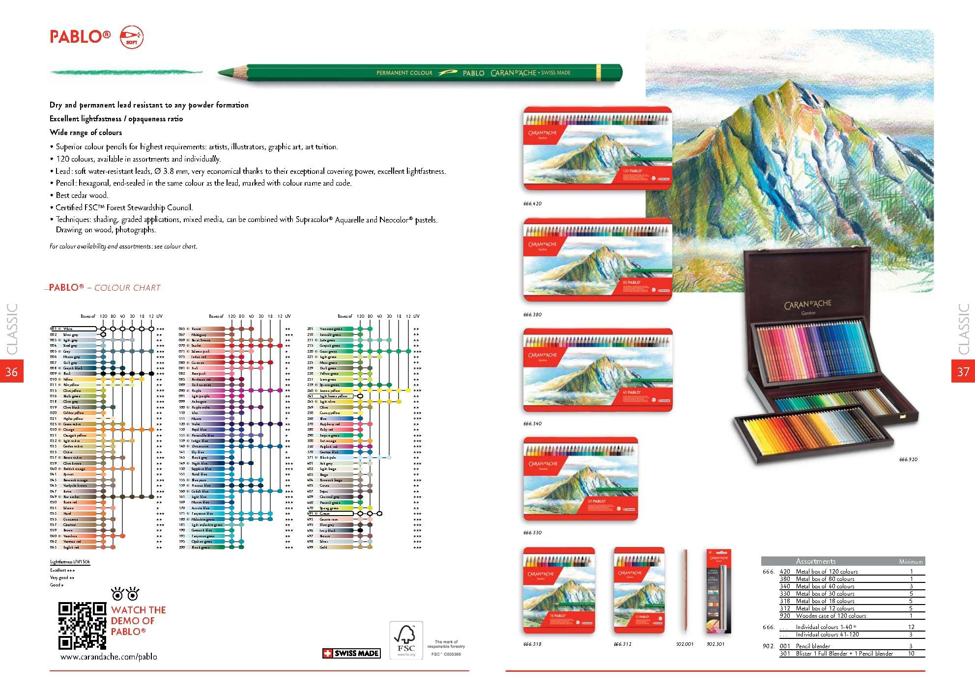 Caran D'Ache Artist Pablo Permanent Colour Pencils (12 Shades Set) 5