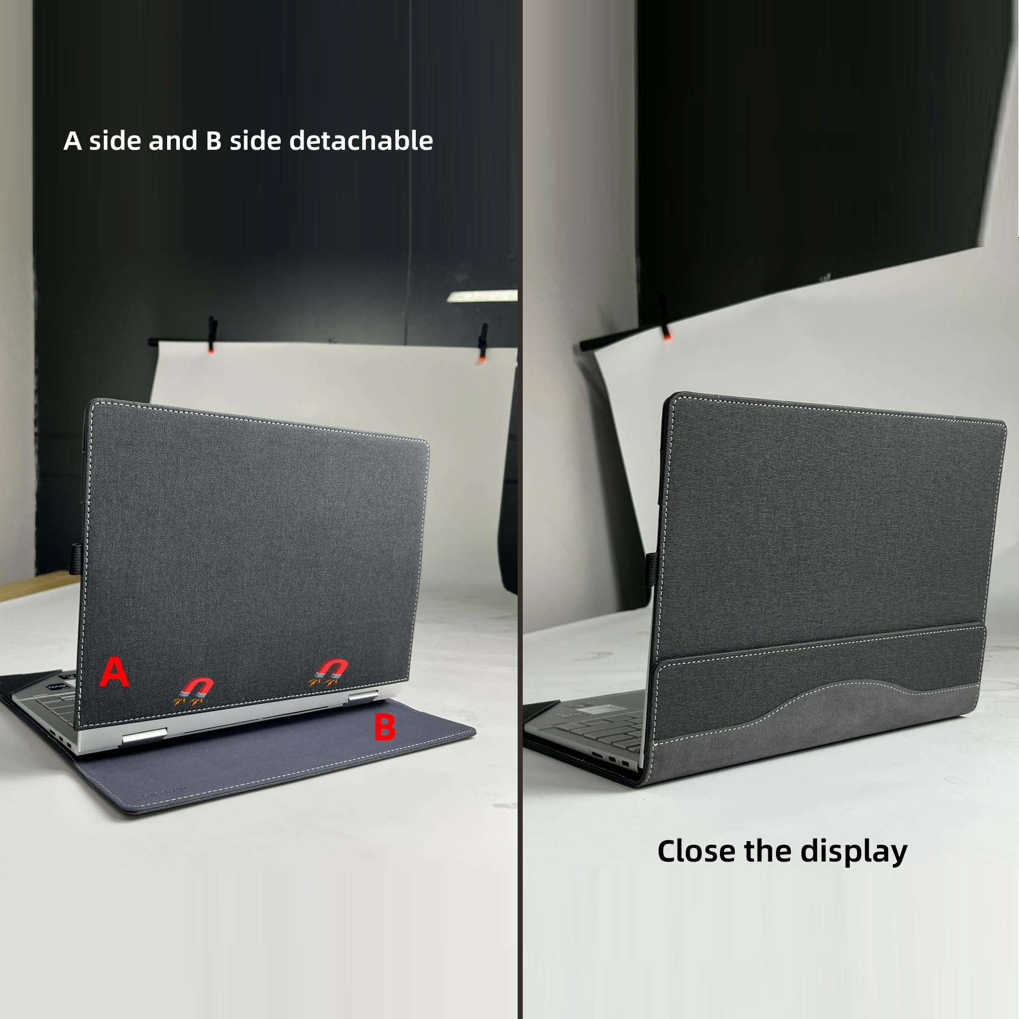 Laptop Case for HP OmniBook 5 Flip 2-in-1 Laptop 14-fp0000 14-fp0057nr 14"|OmniBook 5 Laptop Next Gen AI 14-hexxx[Not Other Models] PU Leather Protective Bag Detachable Shell (Dark Gray) 6