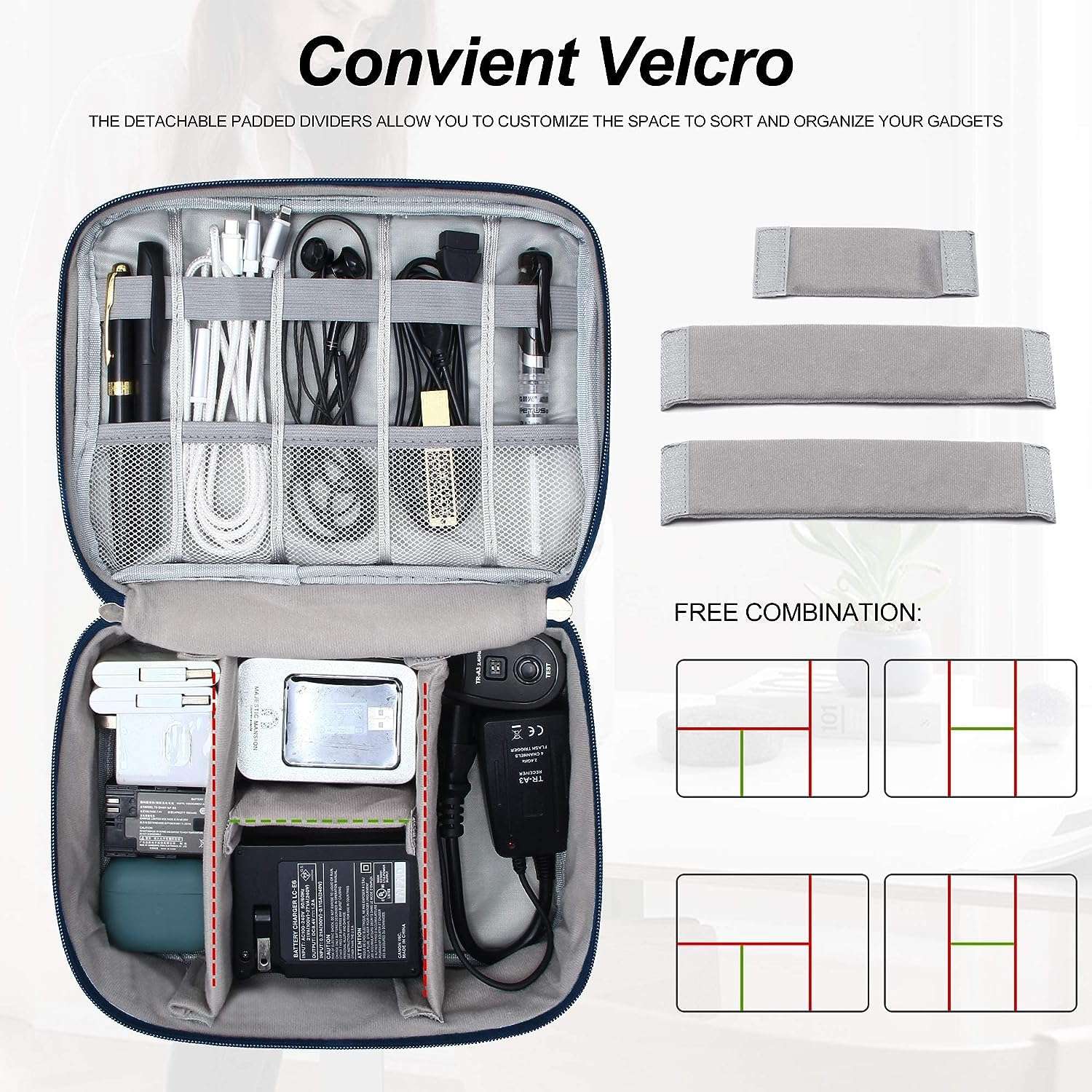 Styleys Electronics Organizer Travel Case Cable Organizer Bag for Travel Essentials Gadget Organizer Pouch for, HDD, Power Bank, USB Cables, Power Adapters, Pendrive (Navy Blue - S11029) 6
