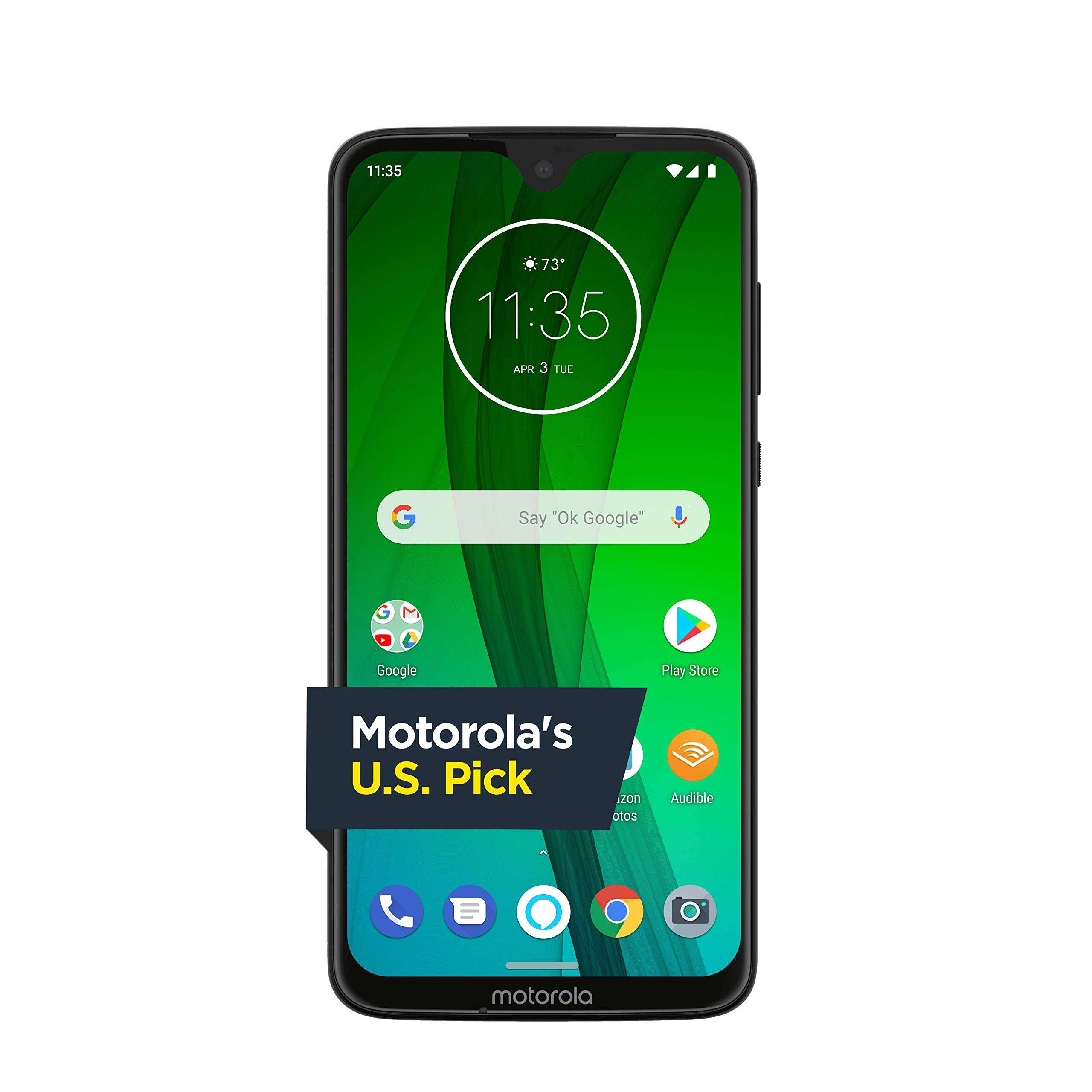 Moto G7 with Alexa Hands-Free – Unlocked – 64 GB – Ceramic Black (US Warranty) – Verizon, AT&T, T–Mobile, Sprint, Boost, Cricket, & Metro 1