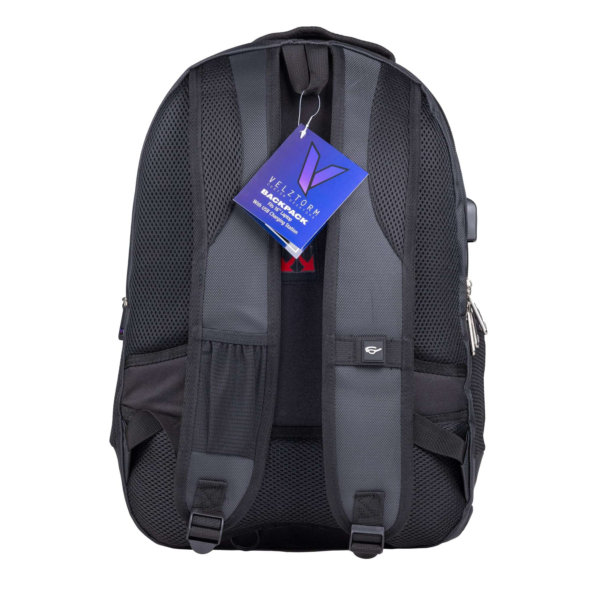 Velztorm 1680D Polyester Black Backpack with USB Charging Station - JS230863, Spacious Interior, Multiple Compartments, Compact and Lightweight, Fits up to 16" laptop 5