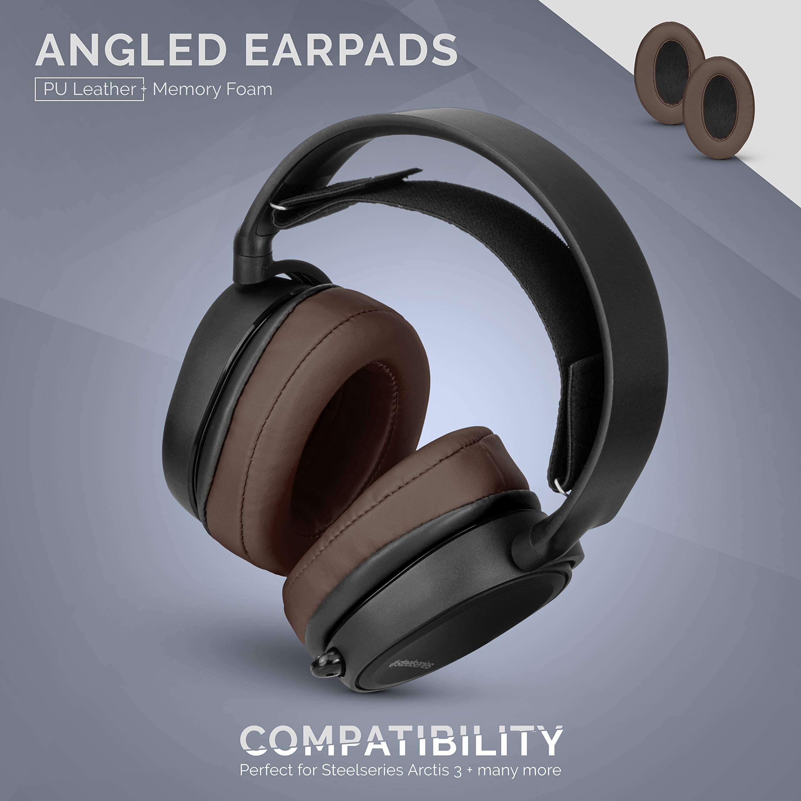 Brainwavz Angled Memory Foam Earpad - Suitable for Large Over The Ear Headphones - AKG, HifiMan, ATH, Philips, Fostex (Brown) 6