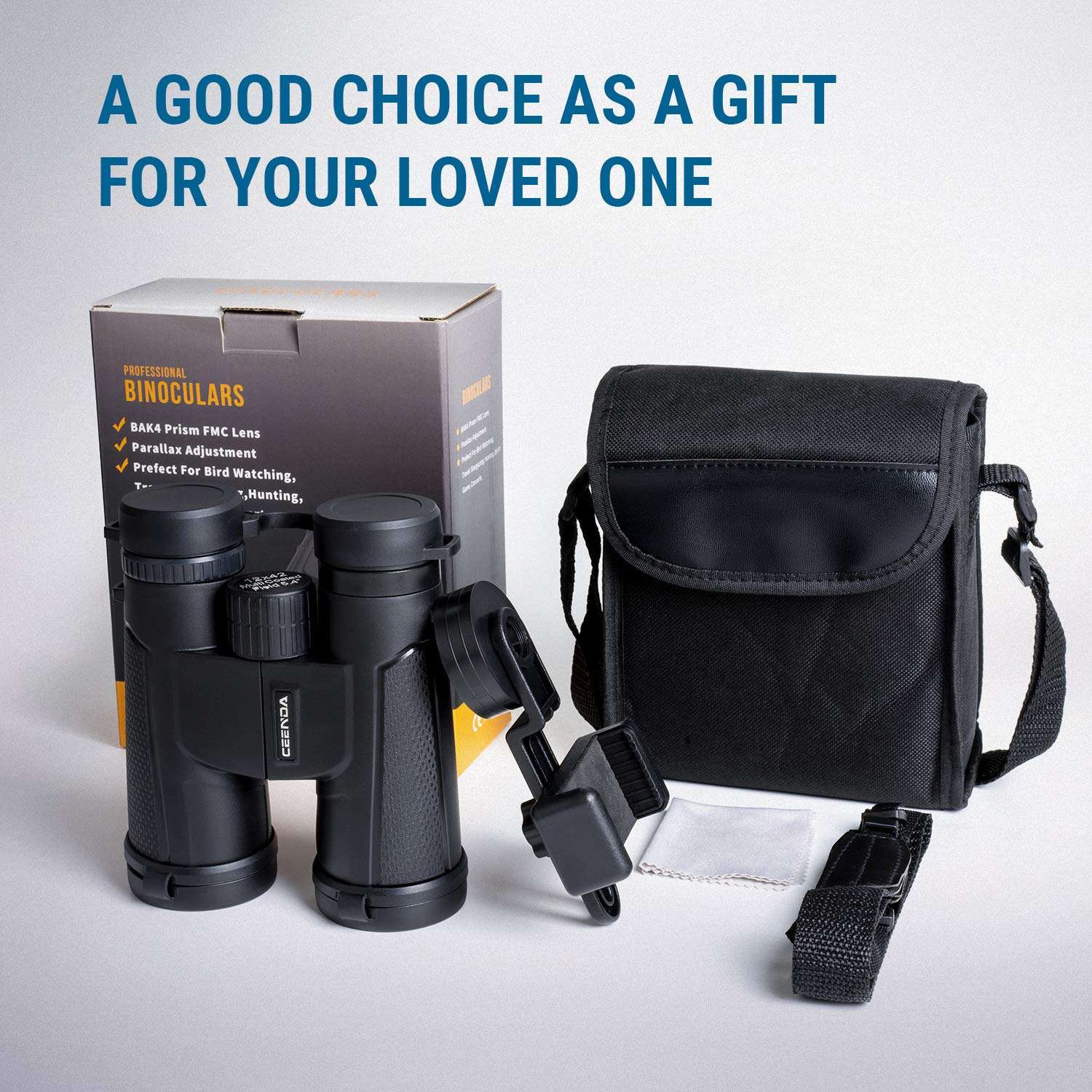 12x42 Binoculars for Adults with Smartphone Photograph Adapter, 18.5mm Large View Eyepiece, BAK4 Roof Prism FMC Lens, Compact Binoculars for Bird Watching Travel Hunting Concerts Sports (1.2 lbs) 6