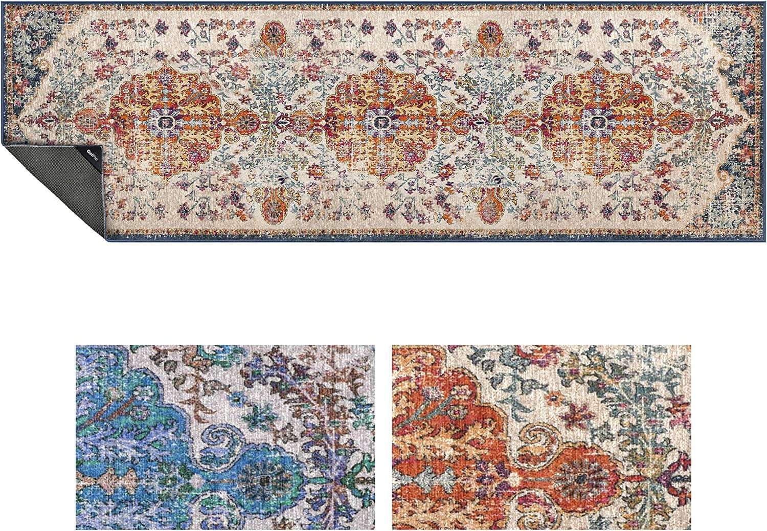 GelPro Nevermove Artisan Machine-Washable Chenille Textured GellyGrippers, 24x76, Taryn Wildberry (Rug Only) 1