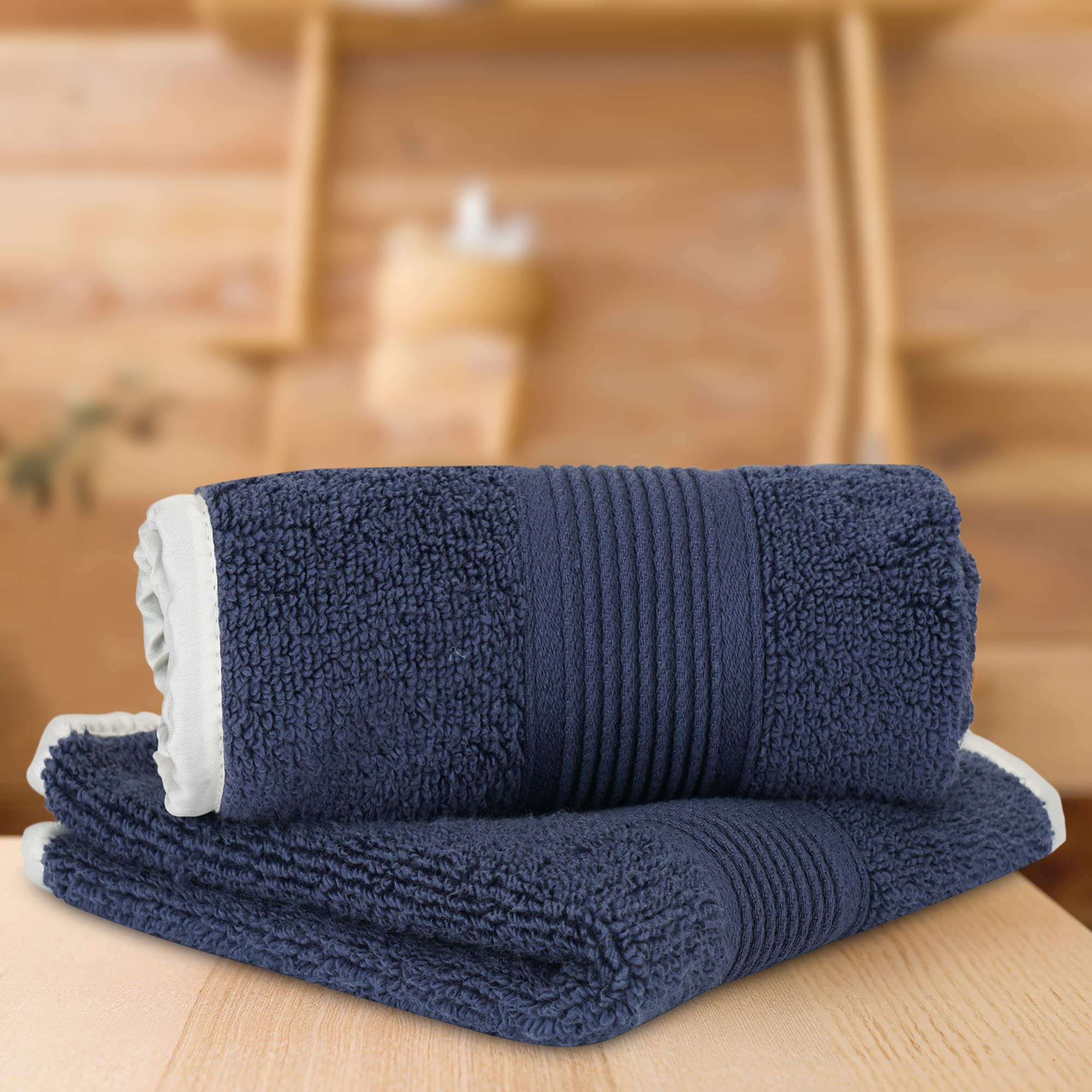 Lush and Beyond, 500 GSM Face Towel Set of 2 | 100% Cotton |Ultra Soft, Absorbent & Quick Dry Towel for Gym, Pool, Travel, Spa and Yoga, Size 12x12 inches (Blue_P) 1