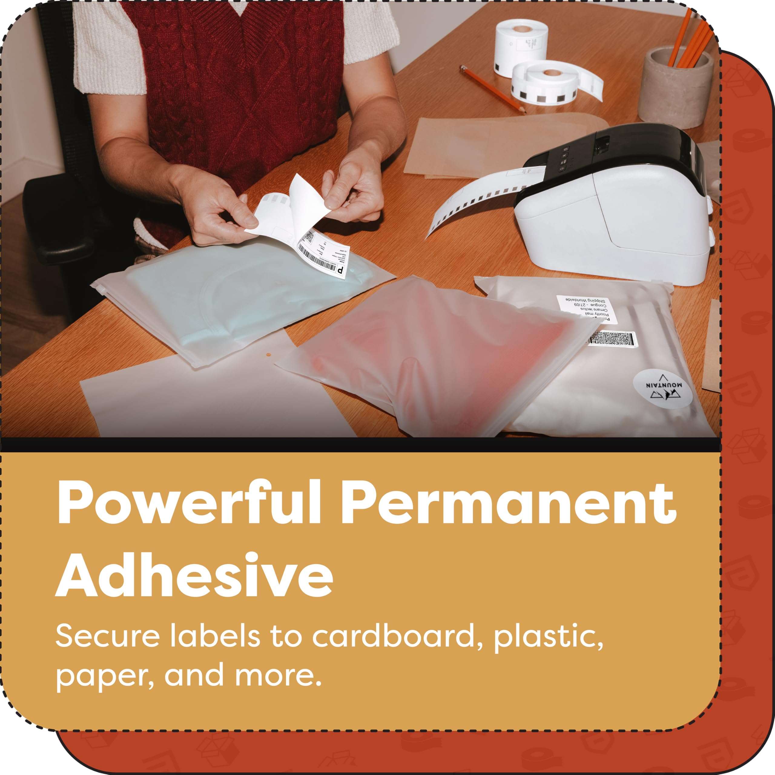 Aegis Adhesives - Compatible Label Replacement for Brother DK-2205 (2.4" X 100 Ft.) Continuous Paper Tape, Use with QL Label Printers - 8 Rolls + 1 Frame 4