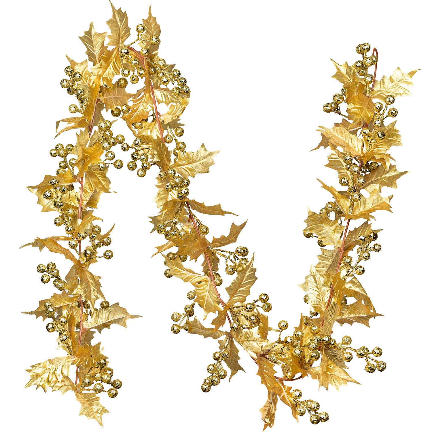 Lvydec Red Berry Garland Christmas Decoration - 5.8ft Artificial Greenery Garland with Red Berries and Holly Leaves for Holiday Fireplace Mantel Table Decoration