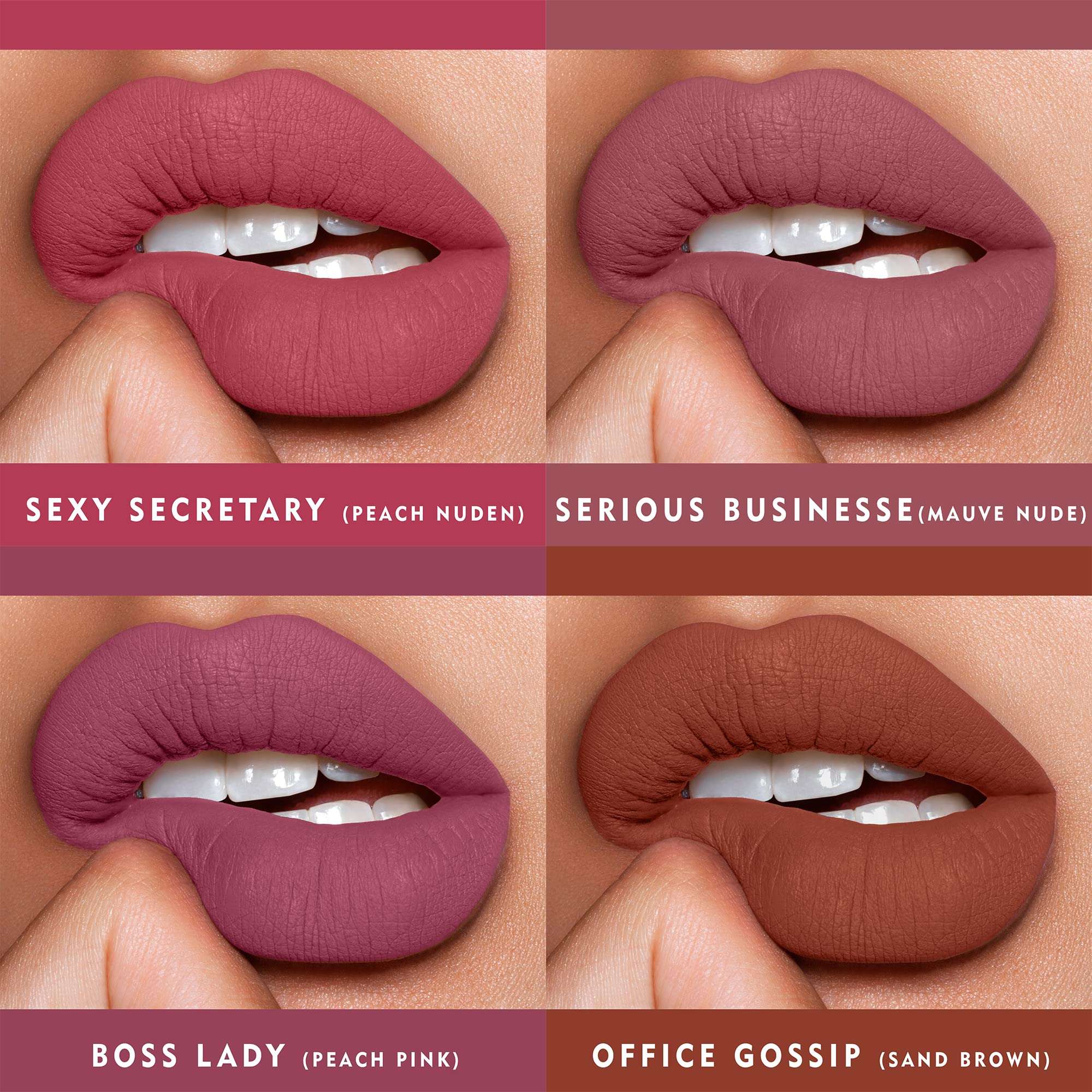 Beromt mini matte lipstick office collection kiss proof smudge proof waterproof super stay long lasting for woman professional set of 4 - BOMC01 5