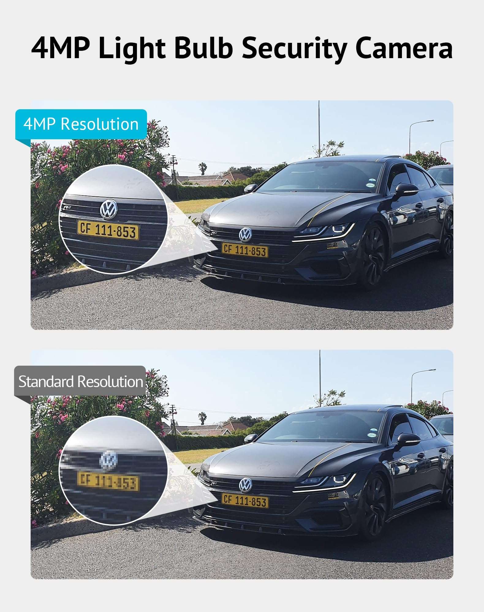 LaView 4MP Bulb Security Camera 5G& 2.4GHz WiFi, 360°2K Security Cameras, 5MP 5G& 2.4GHz WiFi Security Camera Outdoor Wired Starlight Color Night Vision,2K Cameras for Home Security AI Human Detection 4