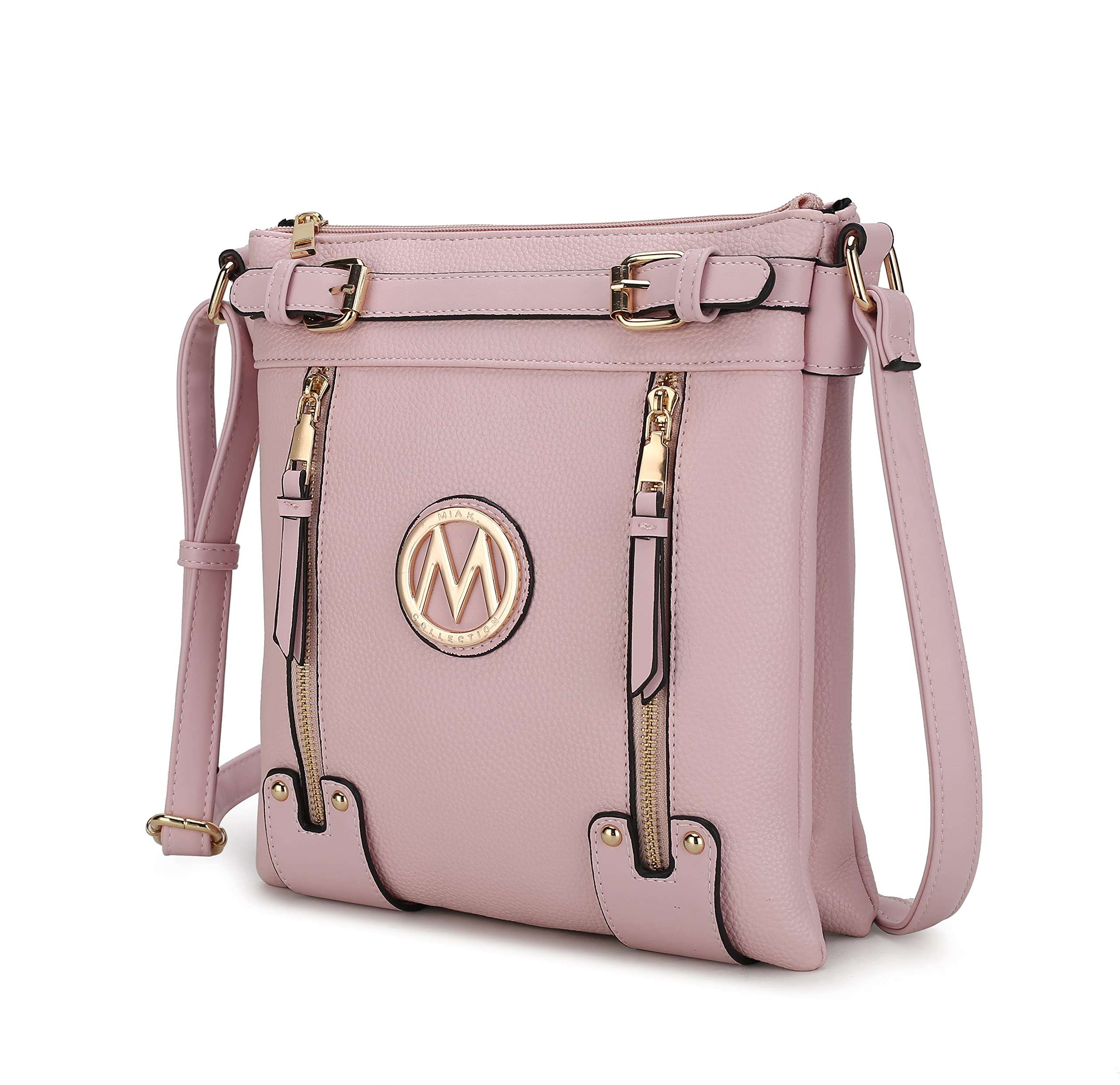 MKF Collection Crossbody bag for women Vegan leather Crossover Designer messenger Purse Pink by Mia k 1