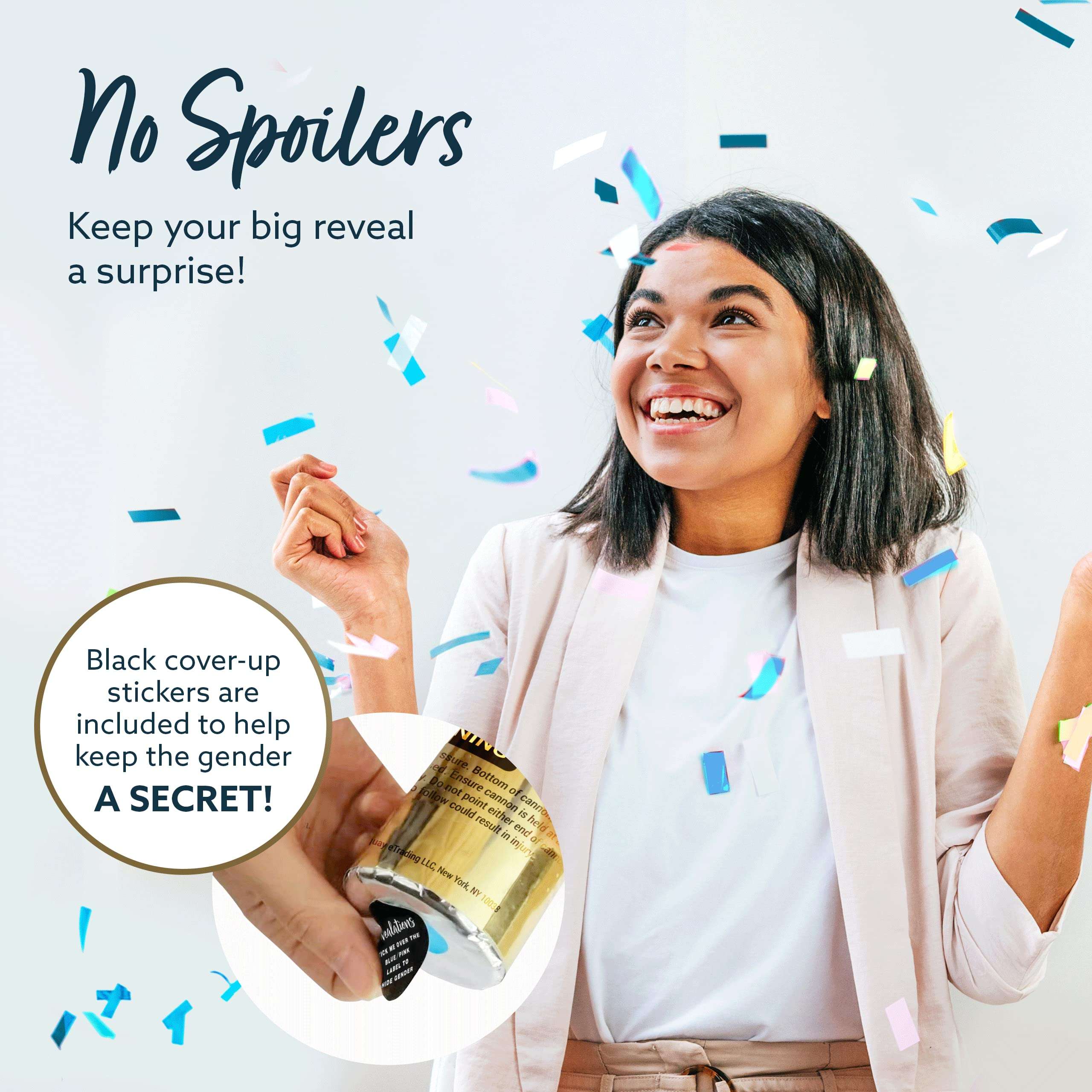 Revealations Gender Reveal Confetti Powder Cannon - Set of 4 Blue Baby Gender Reveal Party Supplies Confetti Poppers - 100% Biodegradable Tissue Safe Powder Smoke Cannons 3