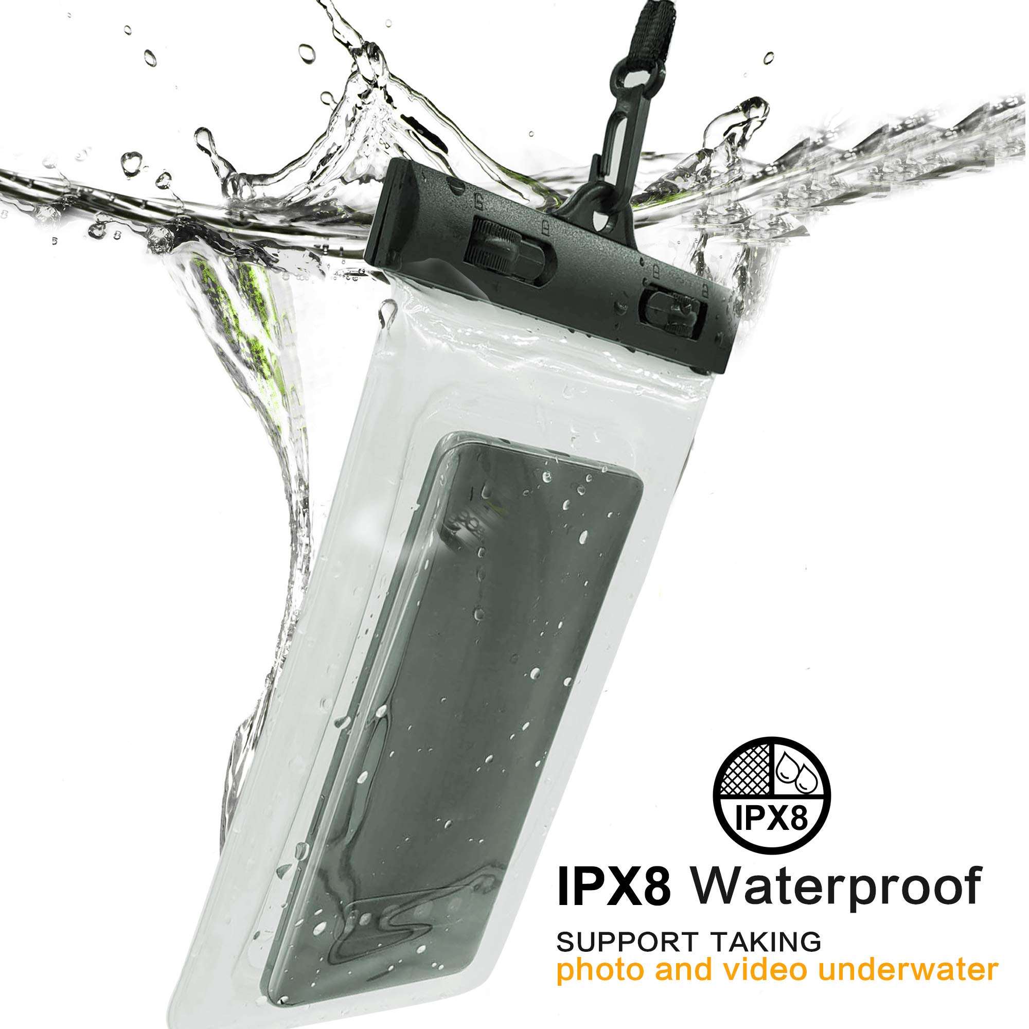 ESJFULI Waterproof Phone Pouch, Floating IPX8 Universal Waterproof Cell Phone Dry Bag case Up to 6.6 inch,ac at The Back of The Vomit Bag-Orang 4