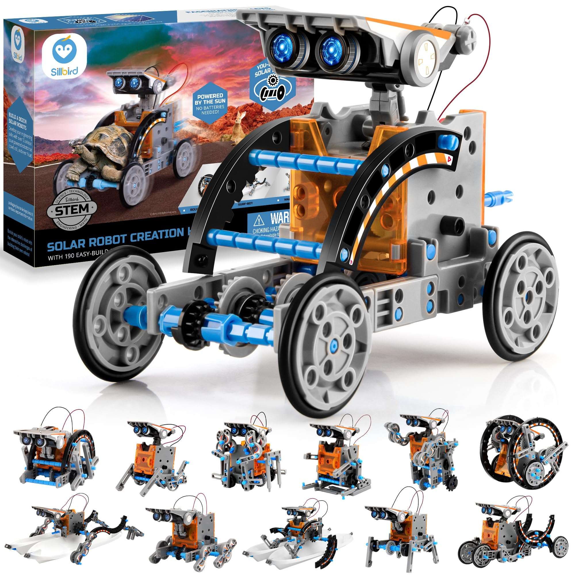 Sillbird 12-in-1 Solar Robot Building Kit Christmas STEM Gift for Boys Aged 8-13, DIY Science Educational Robotic Toys for Kids Teens Birthday, Powered by The Sun with 190 Pieces 1