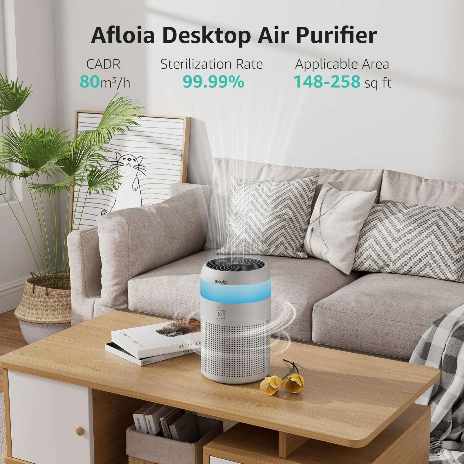 Afloia Air Purifiers for Bedroom Dorm with 7 Colors Light & Fragrance Sponge for Home Office Living Room, Small Desktop Air Purifier for Pet Dander Mold Pollen Odor Smoke Dust 3
