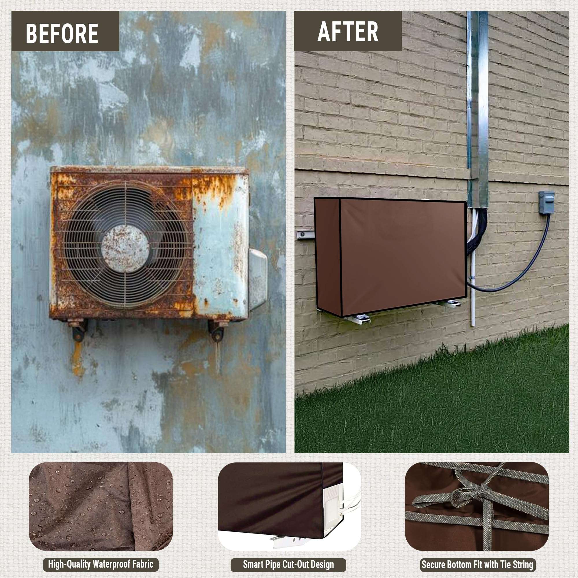 Robustt 1.5 Ton Split AC Cover for Indoor and Outdoor Unit | Waterproof & Dustproof AC Covers with Sun Exposure and Rust Protection 4