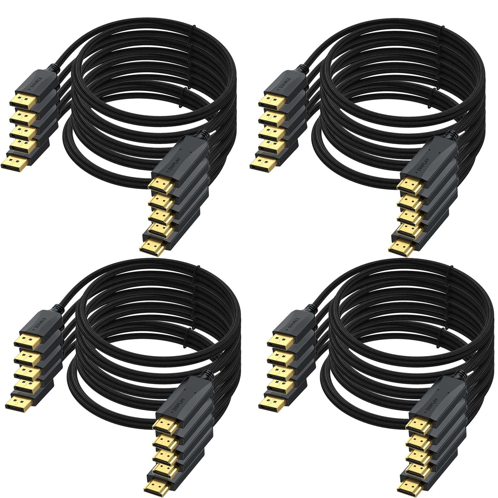 DisplayPort to HDMI Cable 20-Pack, 6FT 4K Display Port DP to HDMI Adapter Male to Male Cord UHD 4K, 2K,1080P, Gold-Plated Braided UHD Support Video and Audio for Dell, HP, NVIDIA,Samsung and More 1