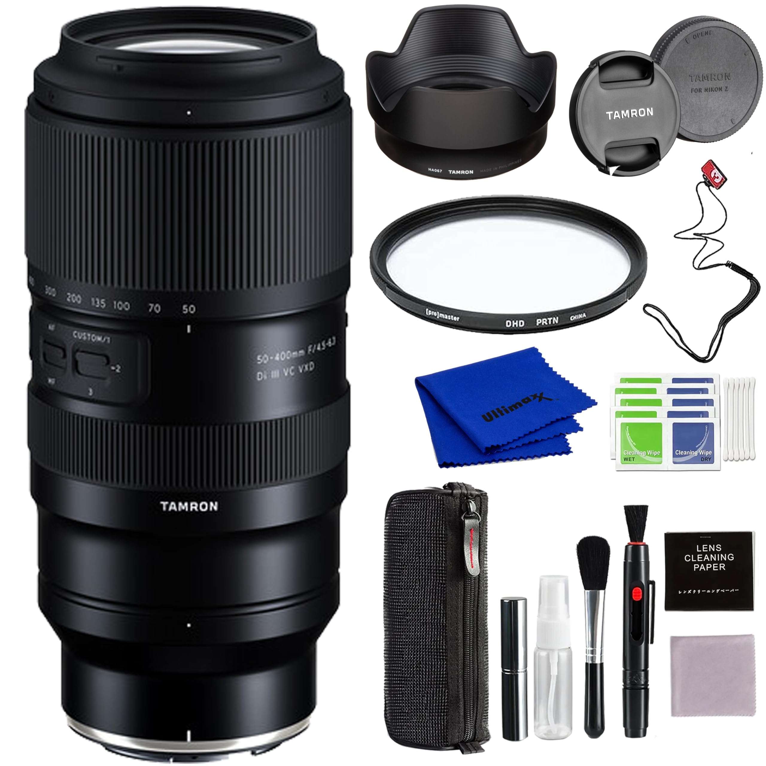 Tamron 50-400mm f/4.5-6.3 Di III VC VXD Lens (Nikon Z) with Pixel Advance Accessories and Travel Bundle | AFA067Z-700 | Tamron 50-400mm Lens