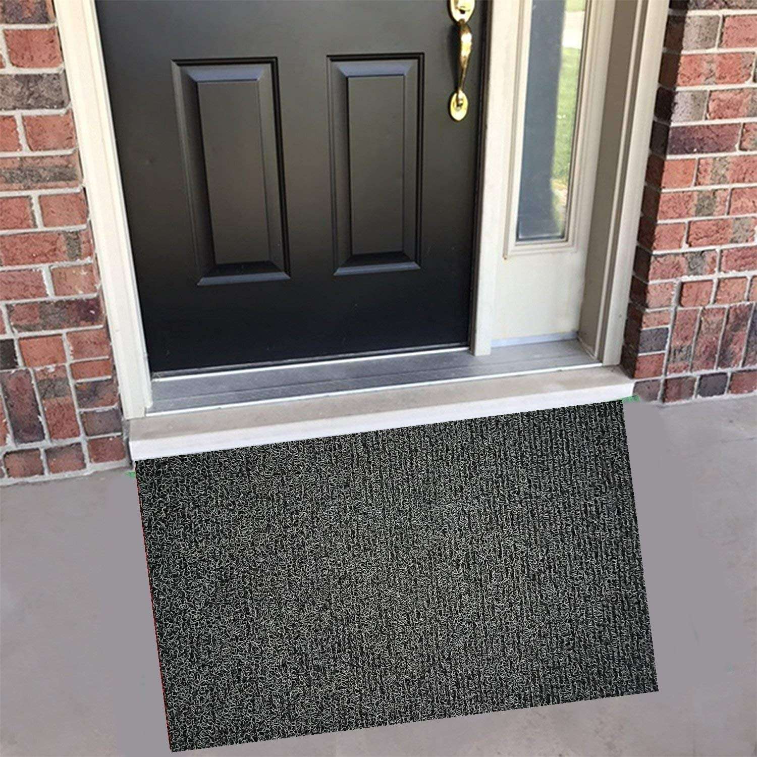 TYSSCHO Anti-Slip Microfiber Soft Bath Mat, Size 40 x 60 cm - Bathroom Rugs Suitable for Kitchen, Bedroom and Bathroom, Dry Fast Water Absorbent & Machine-Washable Set of 1, Grey Black, 18x30 4