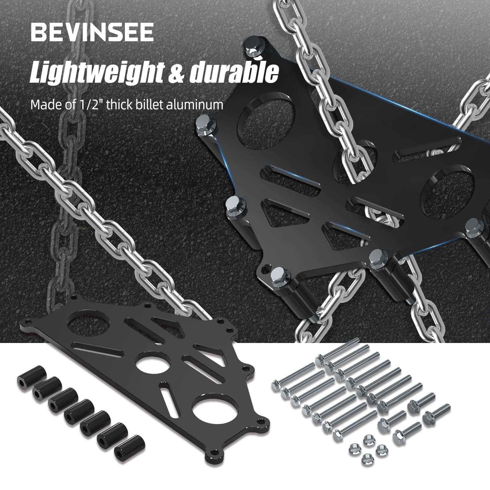 Bevinsee Engine Safe Stand Adapter Plate Compatible with Chevy LS LT Engine BBC SBC 4.8 L 5.3L 6.0L LS7 LQ4 LM7 L96 Heavy Duty Support Bracket 5