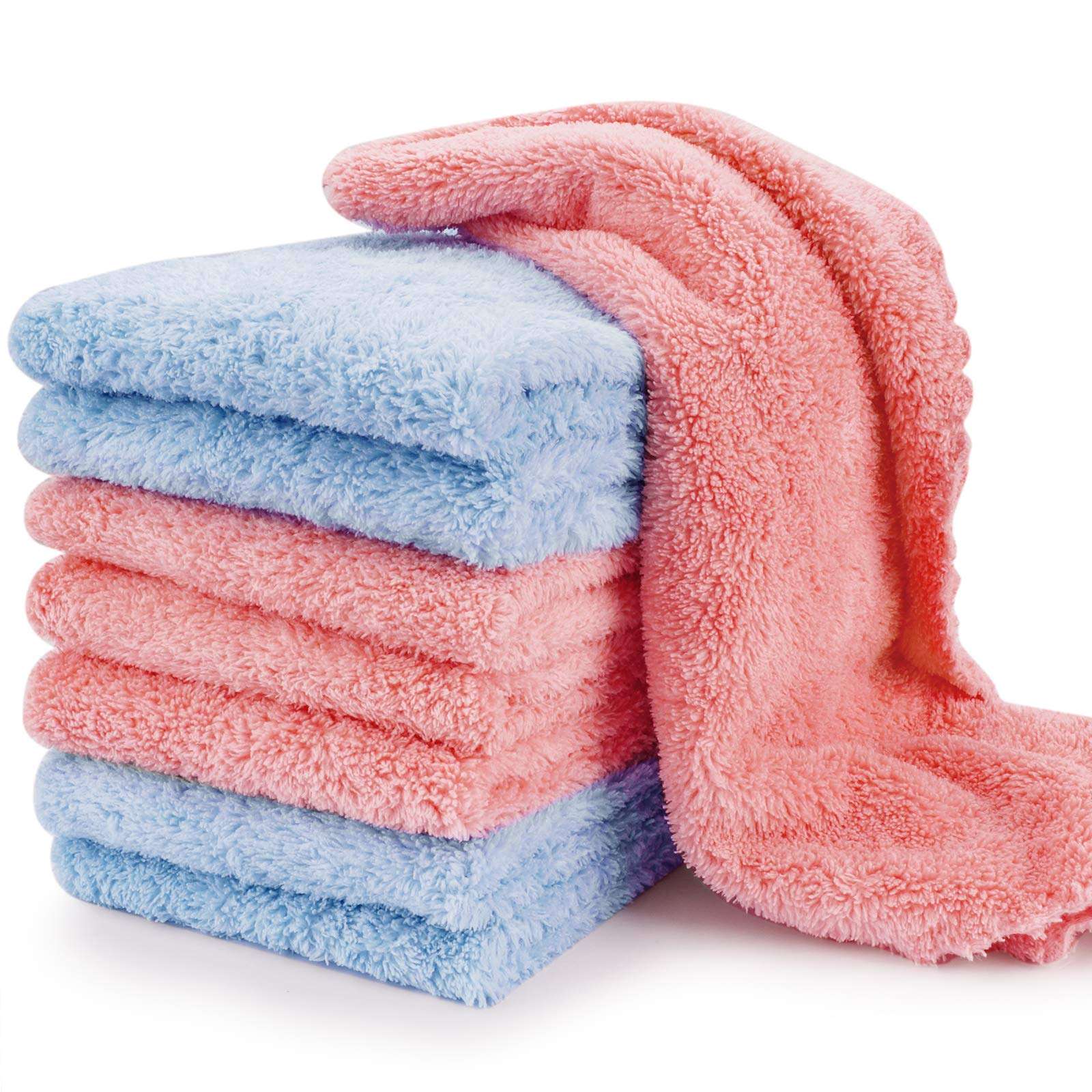 CHOOBY Kitchen Dish Towels 8 Pack, Super Absorbent Fast Drying Kitchen Rags, Coral Fleece Dish Towels, Nonstick Oil Dish Cloths Reusable Tea Towels and Ultra Soft Bar Towels 1