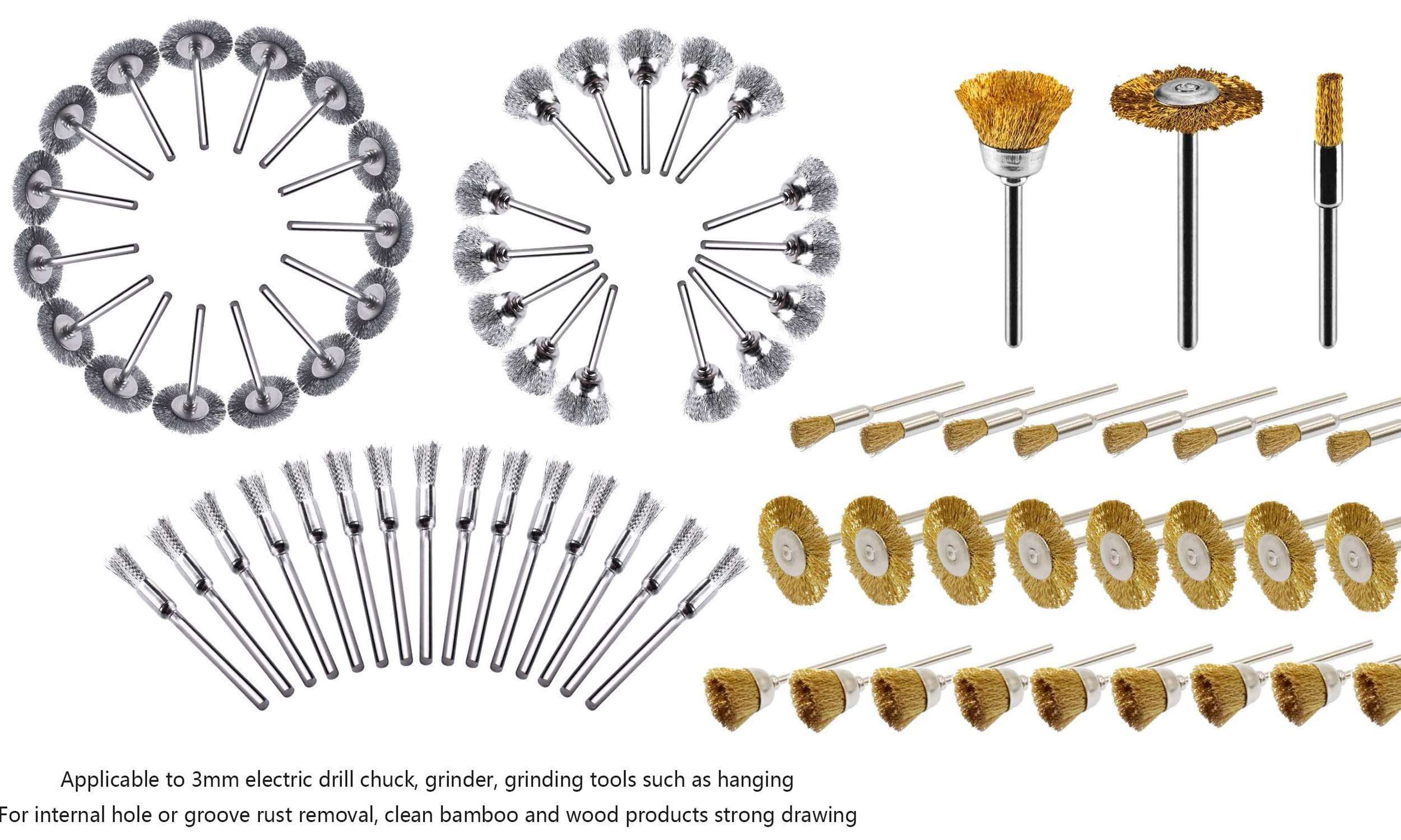 DIY Crafts Wire Brush with Carb Cleaner Set, Metal Wire Brush Set for Car Detailing Cleaning Brass Brush Steel Brush Brush Tool Kits (Multi Colour, 24) 3